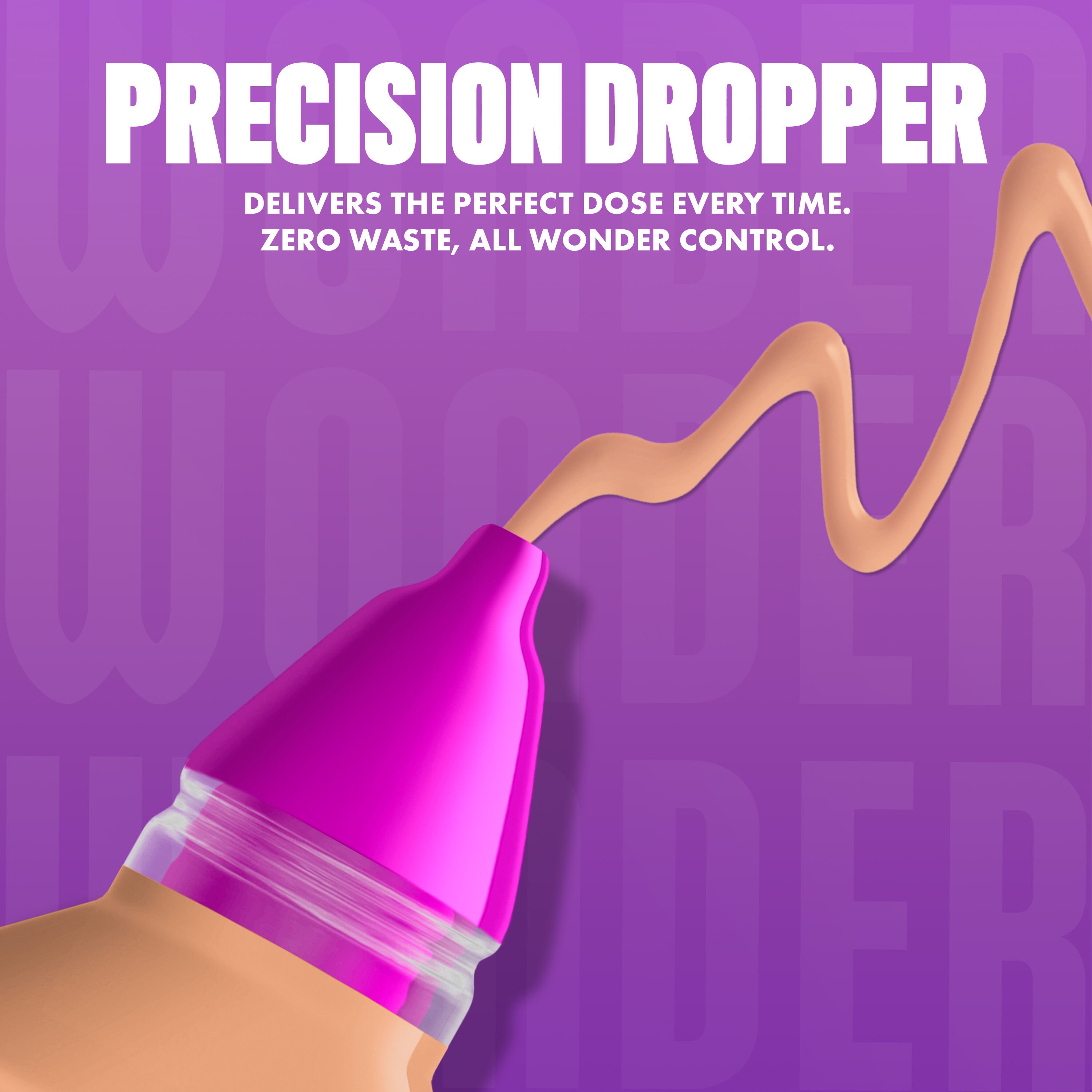 NYX Make ’Em Wonder Foundation in shade 12 Natural is releasing a smooth, natural-toned foundation with text  “Precision Dropper.”