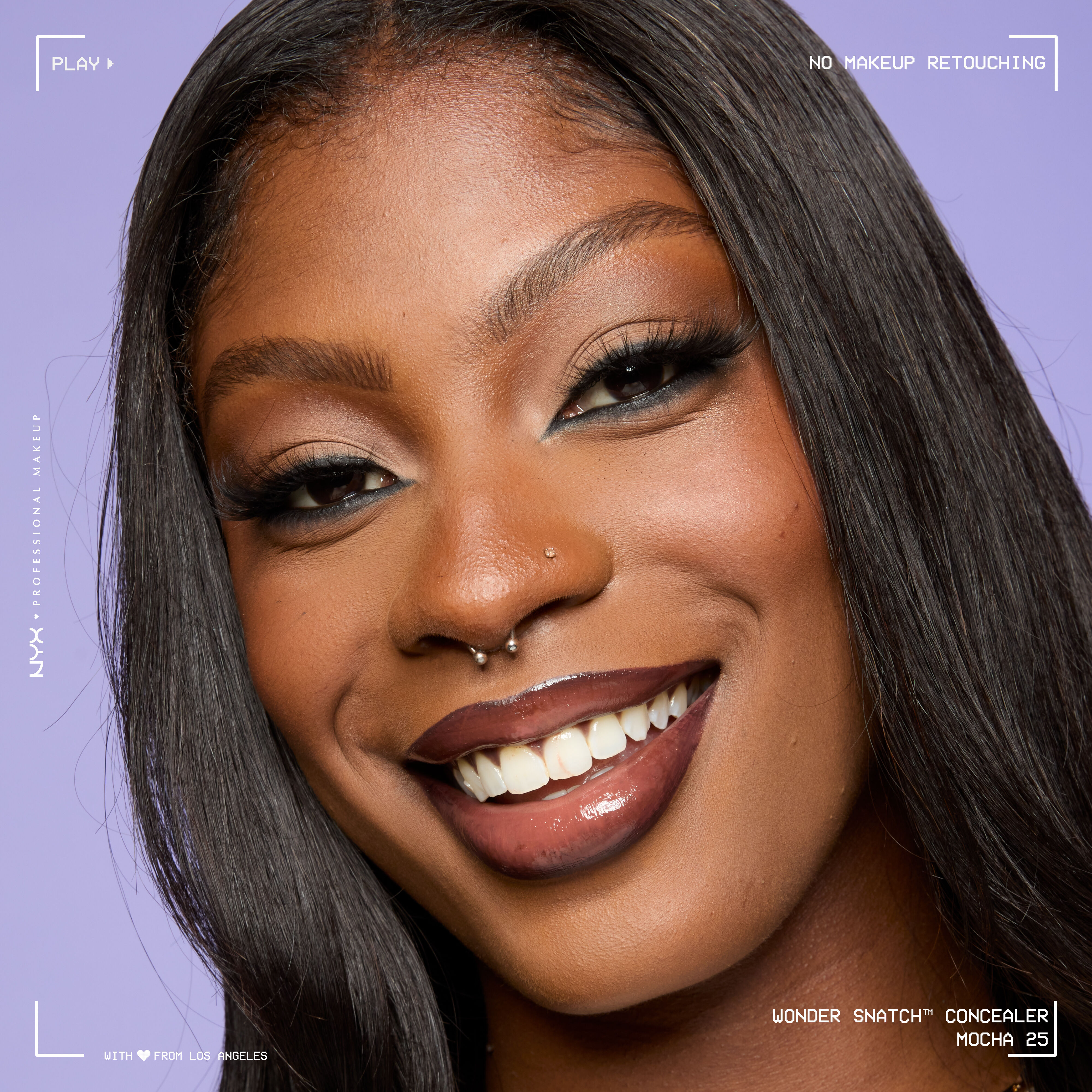 Close-up of model wearing Wonder Snatch(TM) Concealer, with brightened under-eyes, smooth-looking skin, and a natural finish.