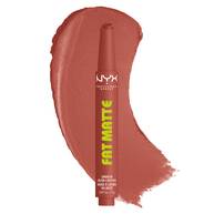 NYX Professional Makeup Fat Matte Smooth Color Lipstick in rose nude shade Rose Robe with creamy matte lipstick swatch showing smooth pigment and soft matte finish.