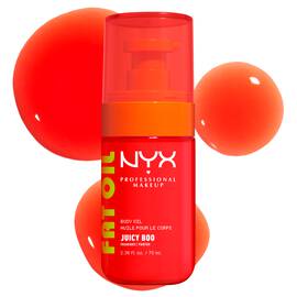 NYX Professional Makeup  FAT OIL Juicy Boo Body Oil - orange bottle packshot on white background