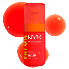 NYX Professional Makeup Juicy Boo Body Oil - orange bottle packshot on white background.