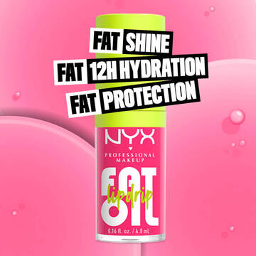 Fat Oil Lip Drip Lip Oil in shade Missed Call bottle. Fat Shine. Fat 12H Hydration. Fat Protection.