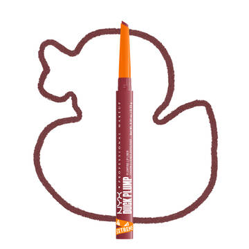 Duck Plump Plumping Lip Liner on white background with outline of cartoon duck