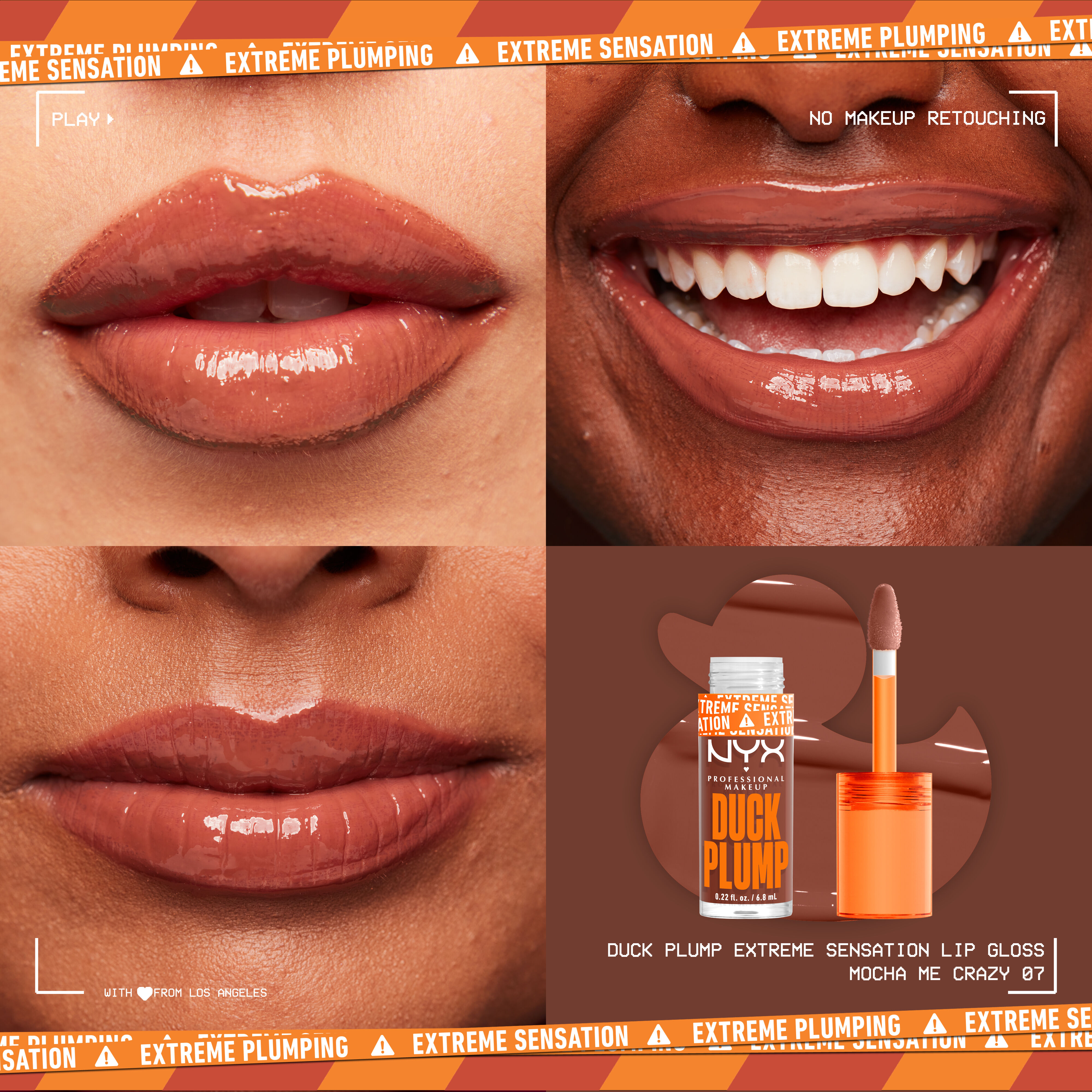 Duck Plump Lip Plumping Gloss on three different pairs of lips