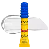 NYX Professional Makeup The Simpsons Mega Glue packshot with clear swatch and yellow packaging on a white background.