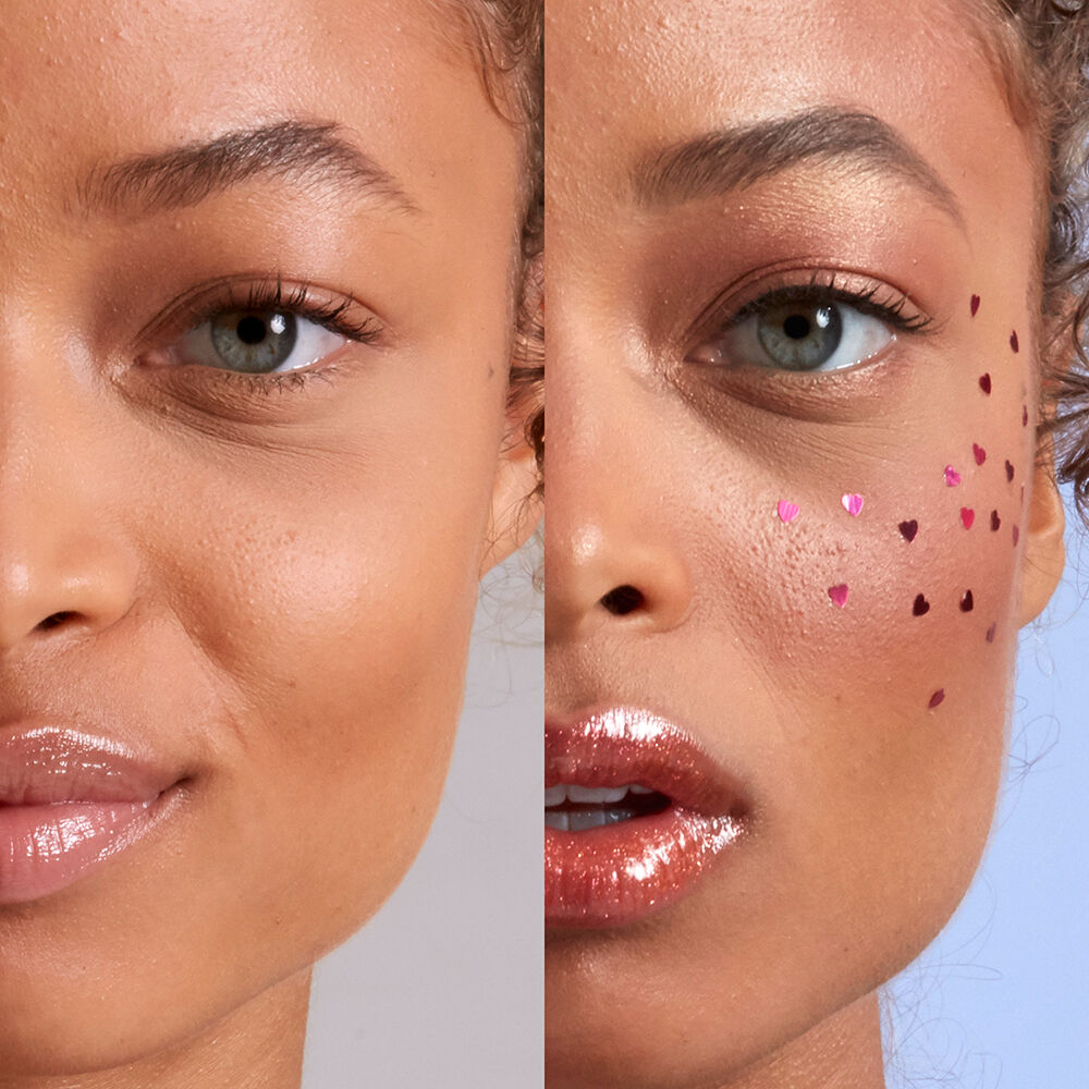 Shaped Glitter before and after on model 1