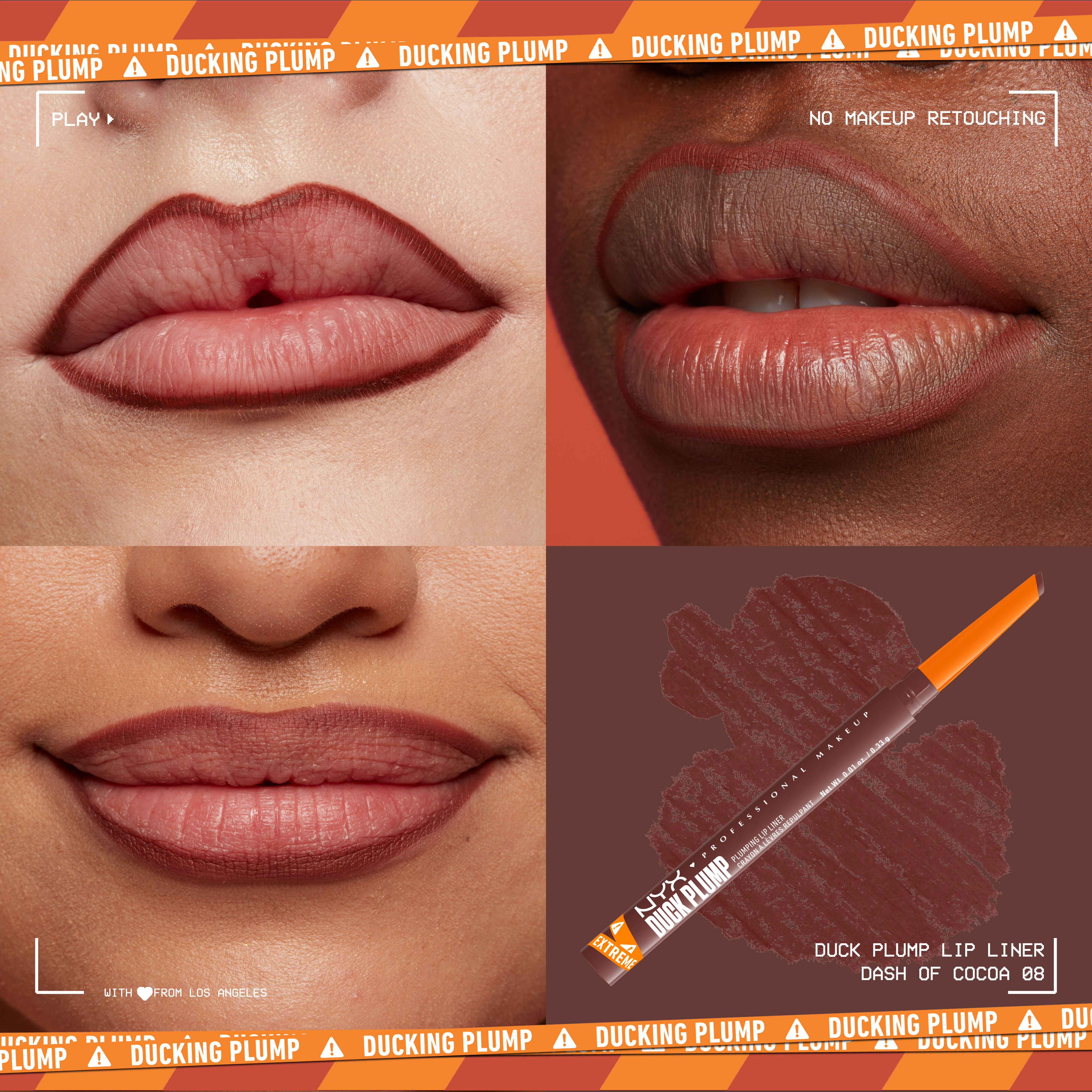 Duck Plump Plumping Lip Liner on lips of three different skin tones