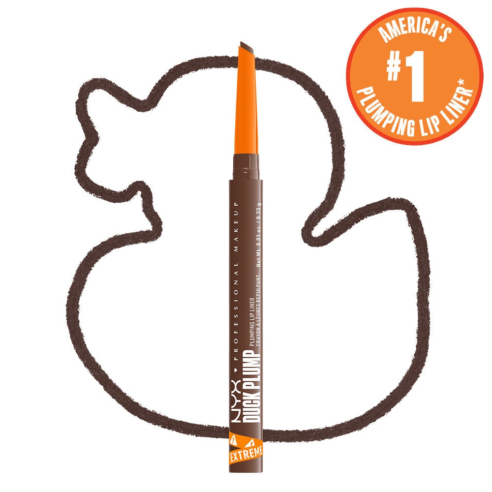 Duck Plump Plumping Lip Liner on white background with outline of cartoon duck