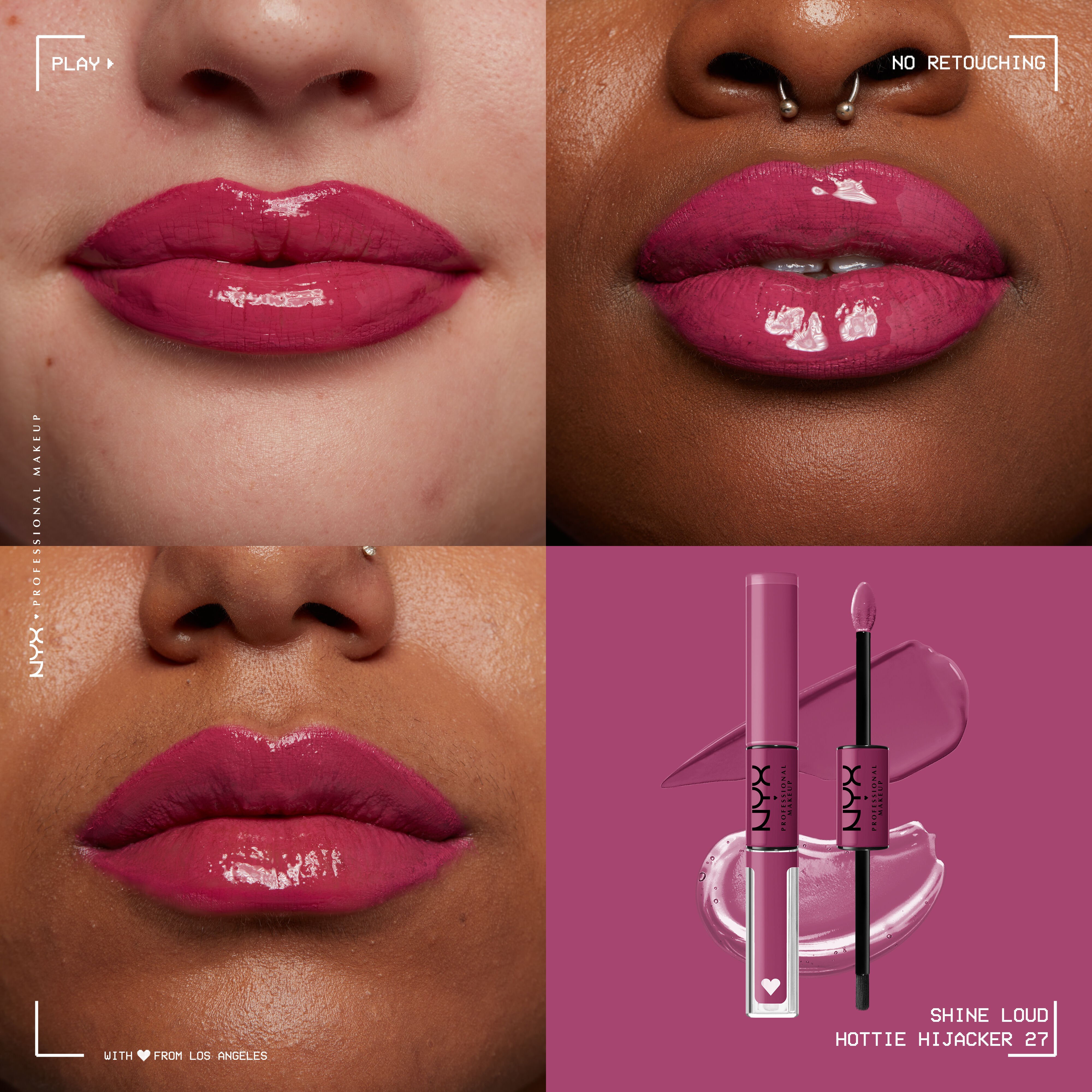 Shine Loud High Shine Lip Color on different skin tones