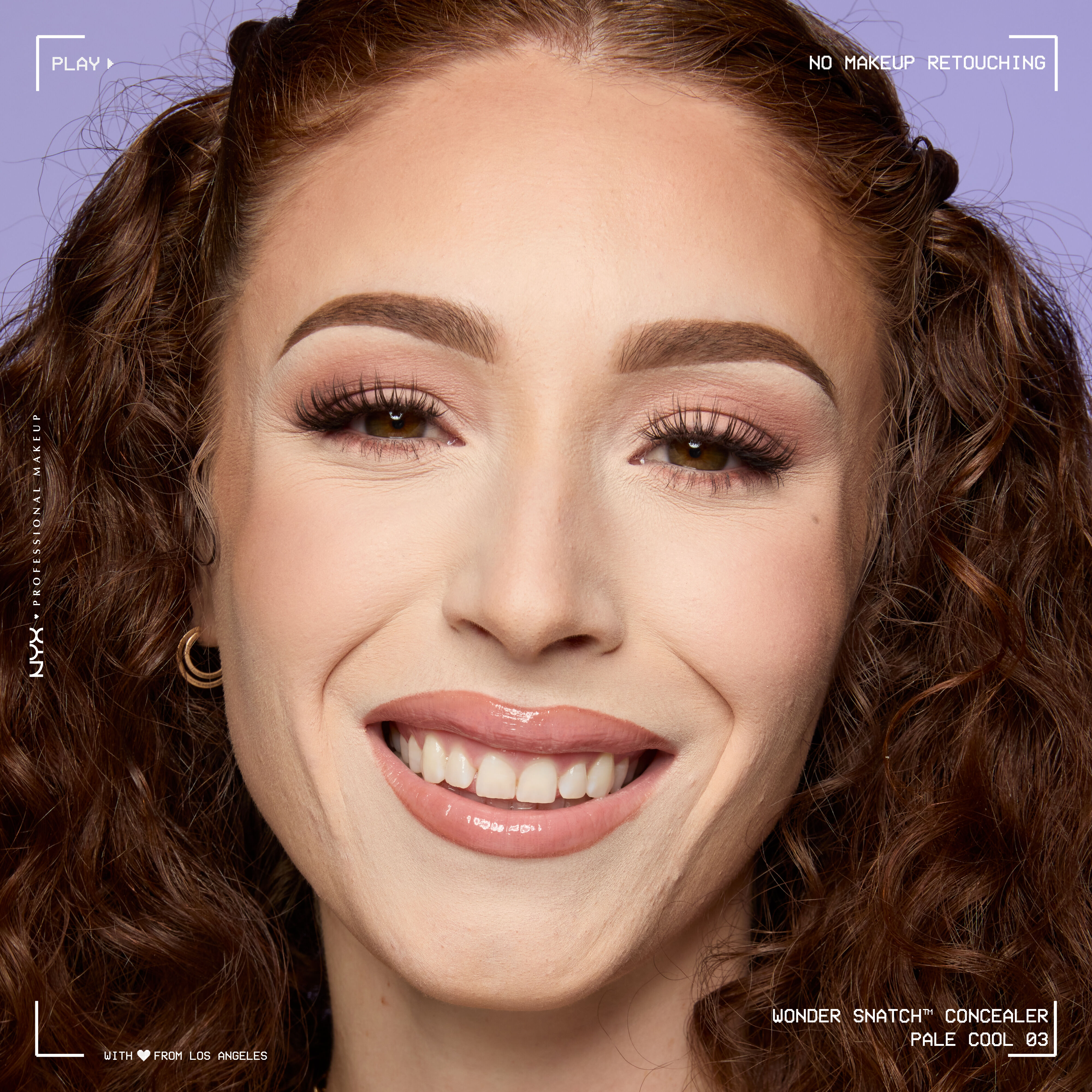 Close-up of model wearing Wonder Snatch(TM) Concealer, with brightened under-eyes, smooth-looking skin, and a natural finish.