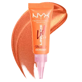 NYX Professional Makeup Party Animals Lid Lingerie Cream Eye Pigment in Pumpkin Vice, shown with a metallic orange swatch.