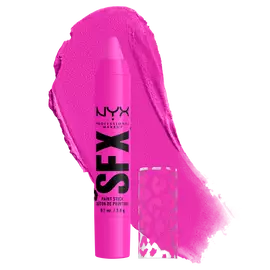 NYX Professional Makeup Party Animals SFX Face & Body Paint Stick in Pink Potions, a bright pink paint stick shown with a pink paint swatch.