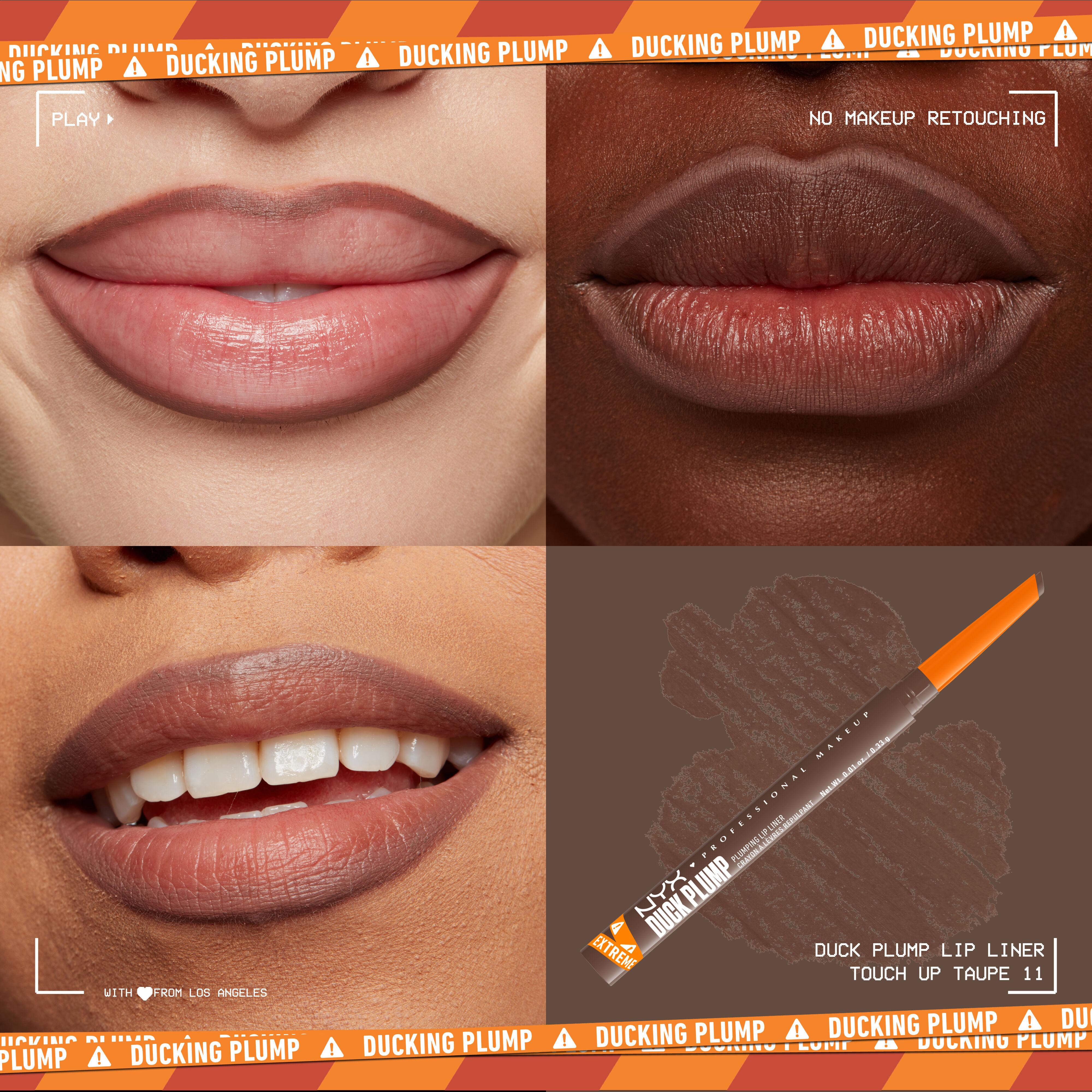 Duck Plump Plumping Lip Liner on lips of three different skin tones