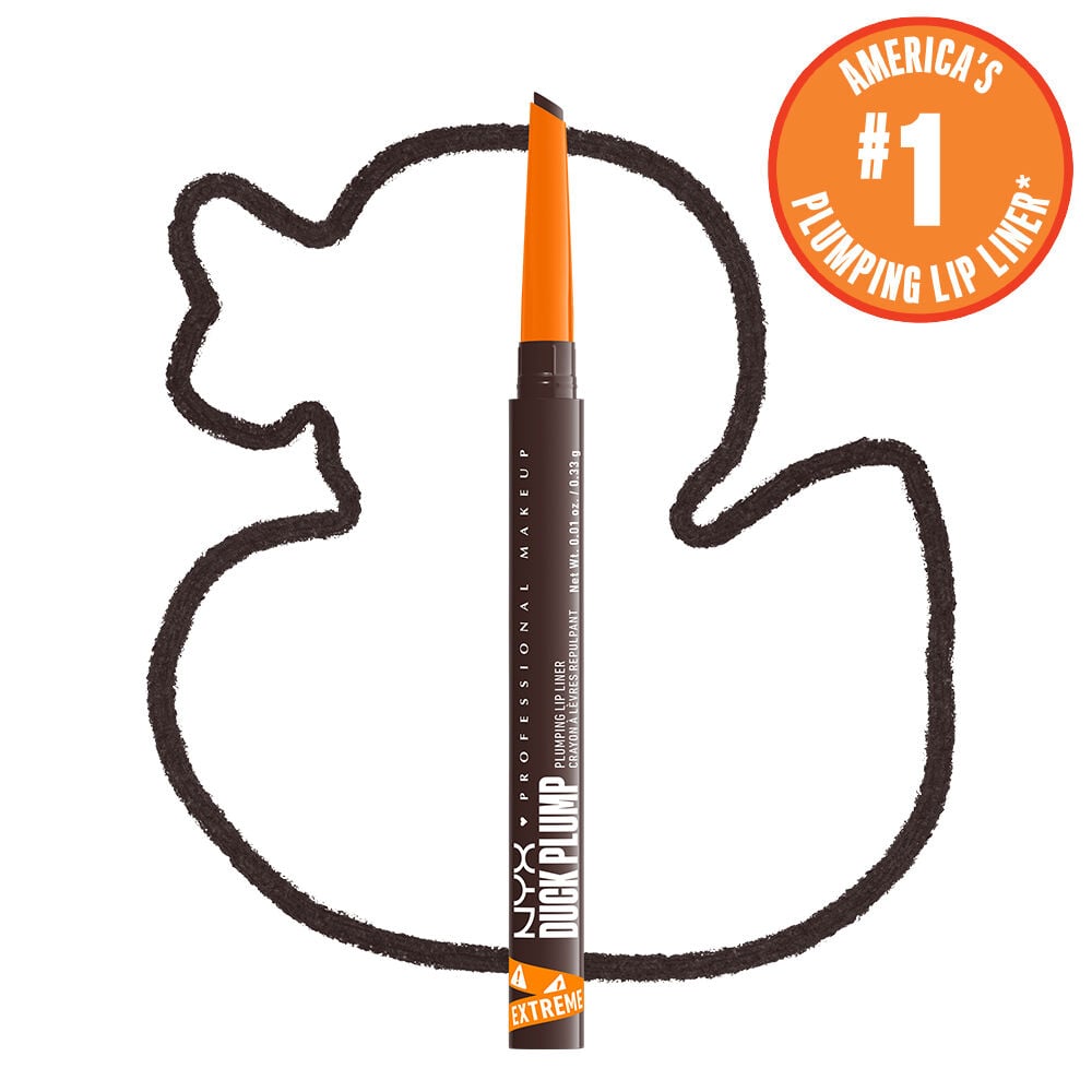 Duck Plump Plumping Lip Liner on white background with outline of cartoon duck