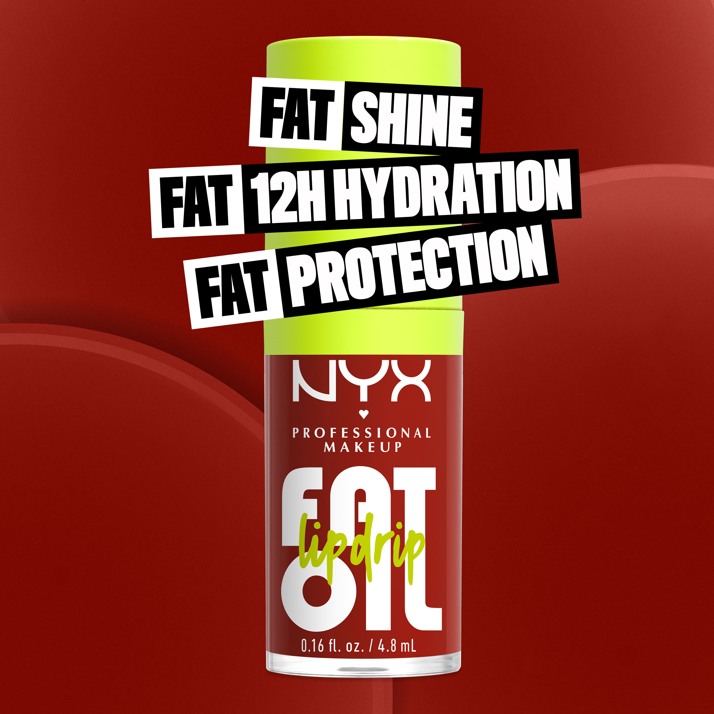 Fat Oil Lip Drip Lip Oil in shade Losin' Cone-trol bottle. Fat Shine. Fat 12H Hydration. Fat Protection.