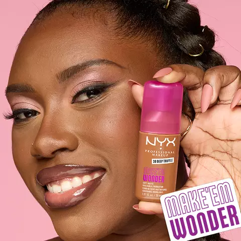 Get flawless, soft matte coverage with NYX Cosmetics Make ’Em Wonder™ Soft Matte Foundation, a skincare-infused foundation powered by Vitamin C & Hyaluronic Acid