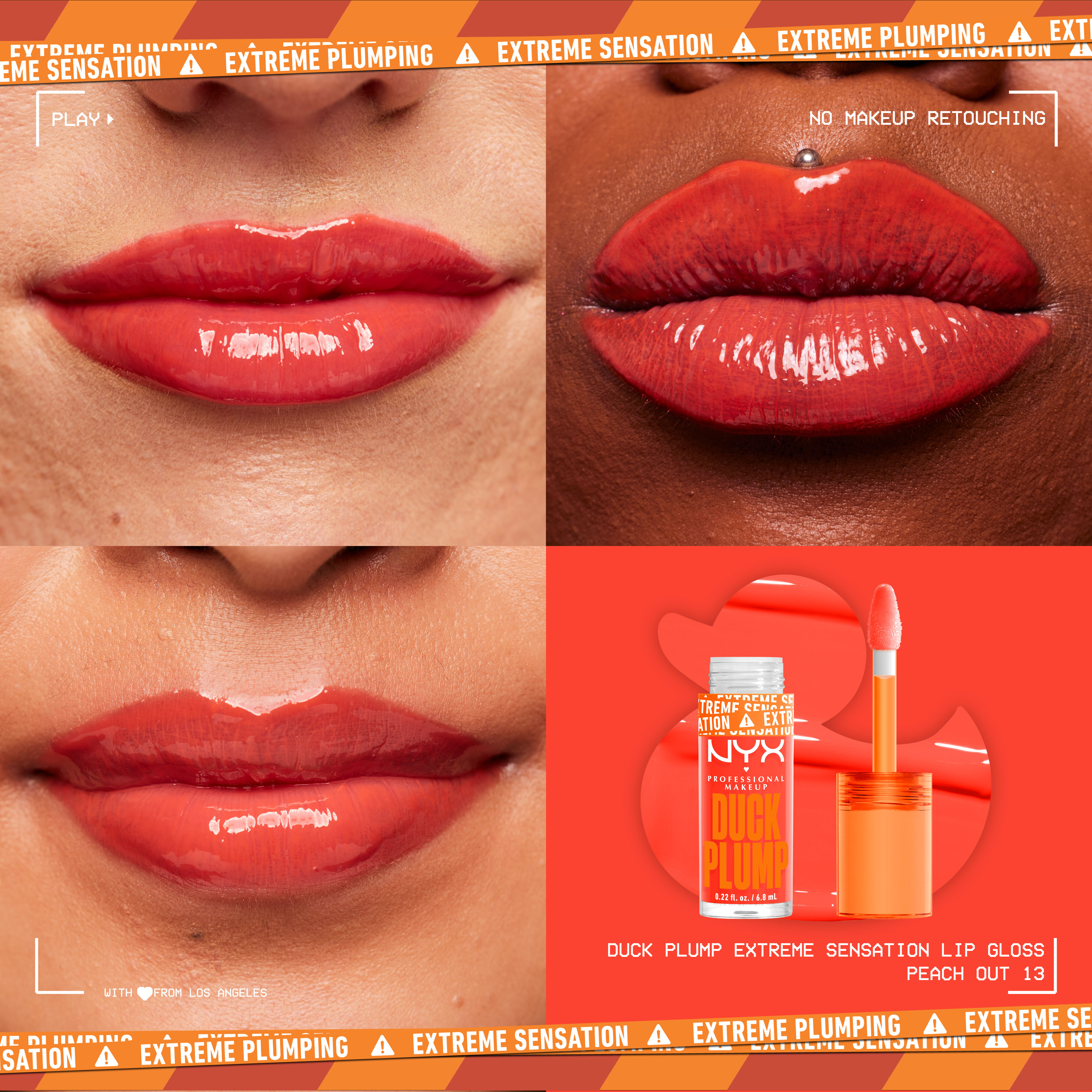 Duck Plump Lip Plumping Gloss on three different pairs of lips