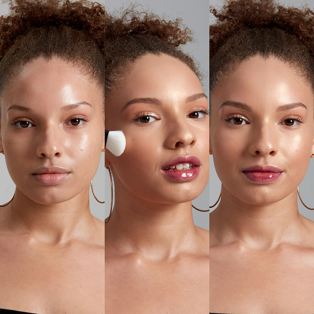 High glass illuminating powder before and after on model 1 