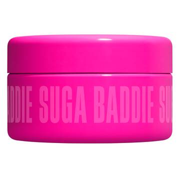 NYX Professional Makeup Suga Baddie Fat Oil Body Butter- open jar showing whipped cream texture and Fat Oil branding.