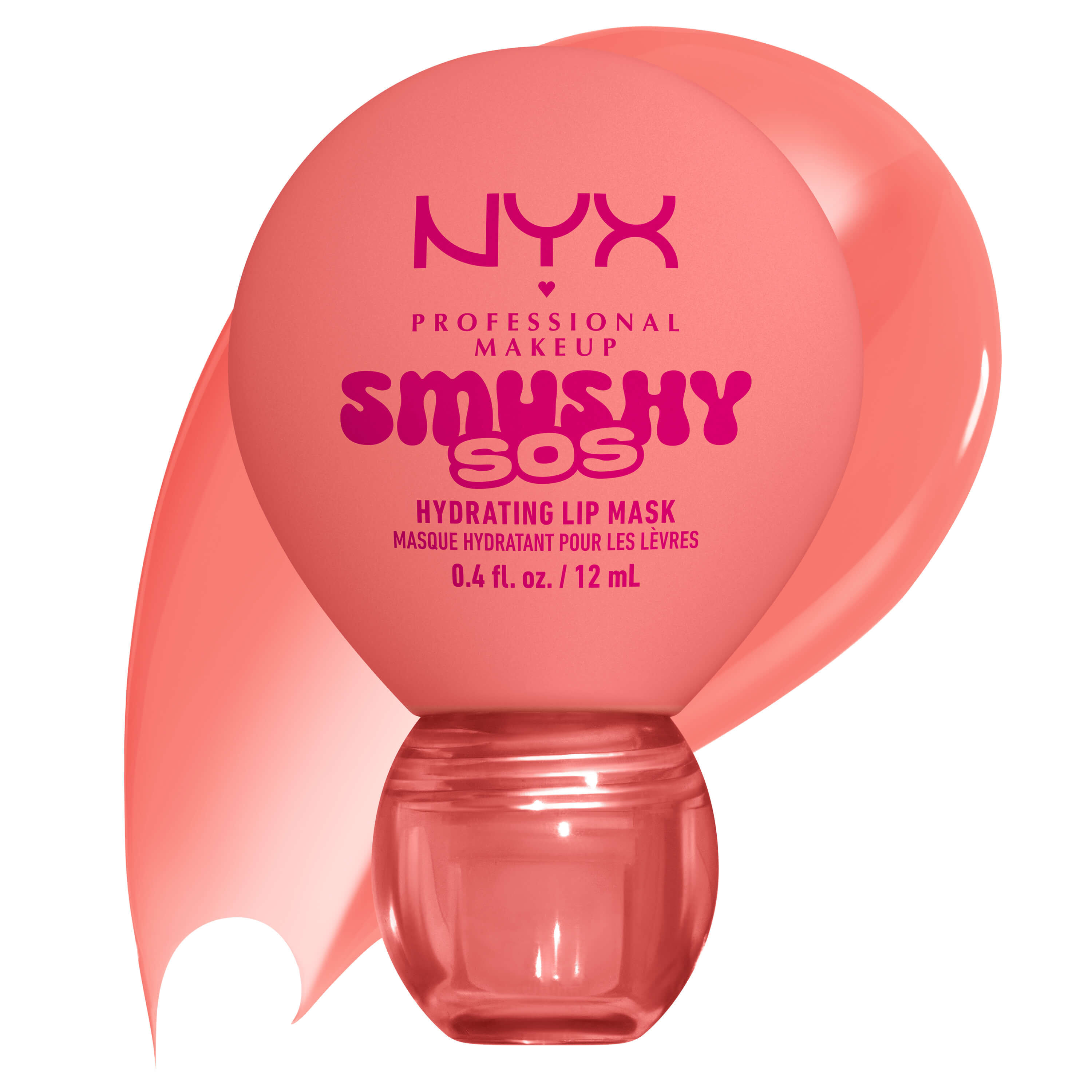 NYX Professional Makeup Smushy SOS Up to 12-Hour Hydrating Tinted Lip Treatment in Peachy Pamper with glossy texture swatch