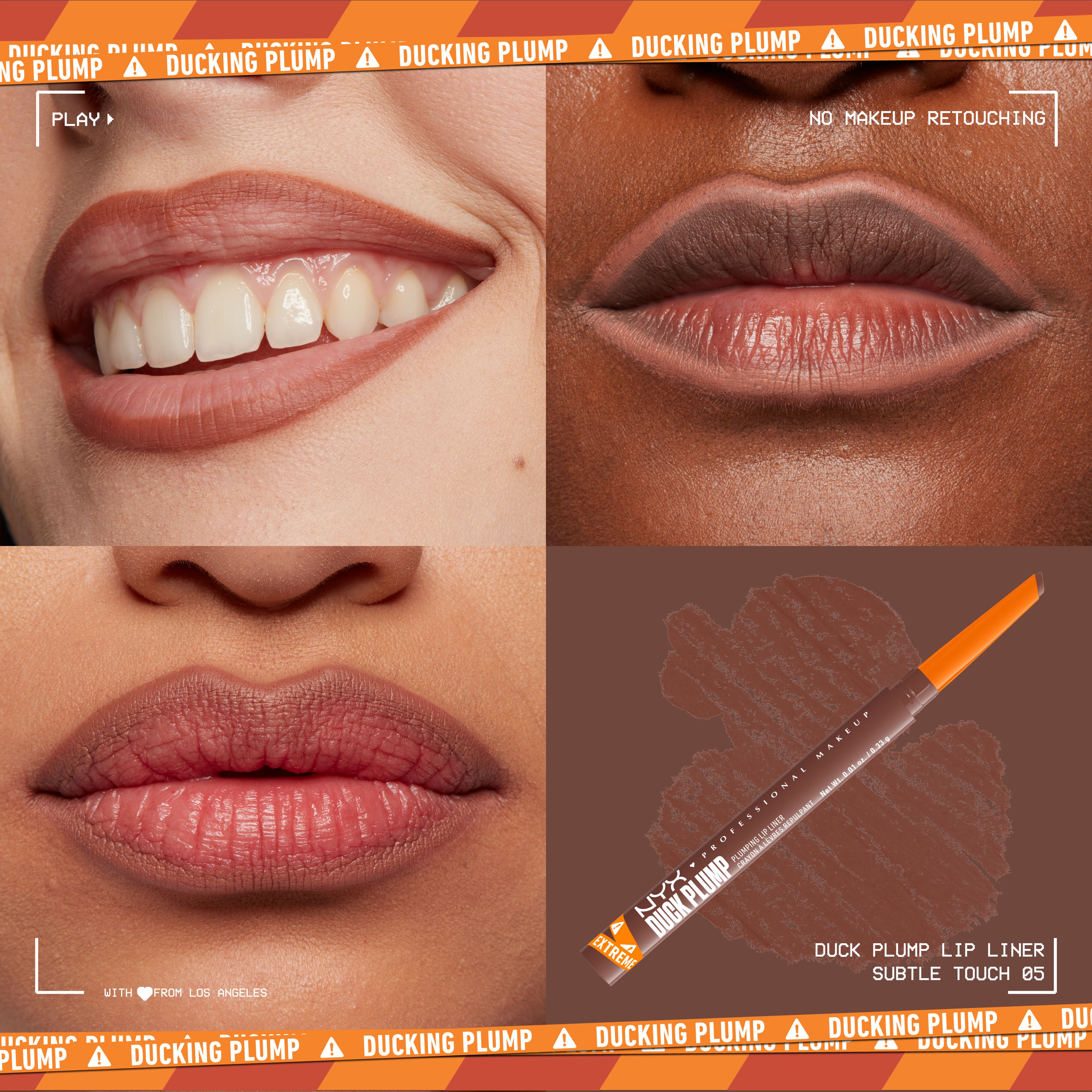 Duck Plump Plumping Lip Liner on lips of three different skin tones
