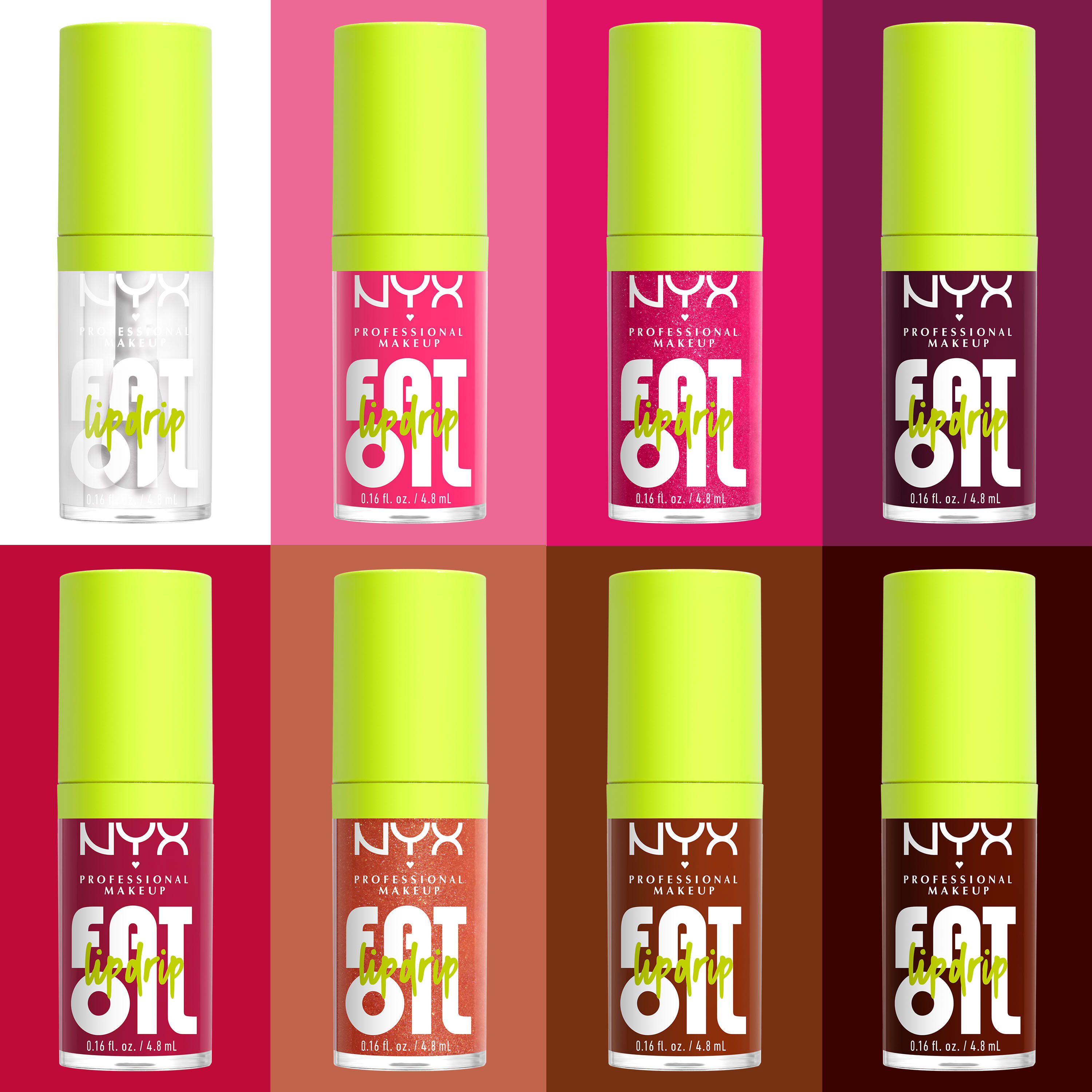 Fat Oil Lip Drip Lip Oil bottles in eight shades