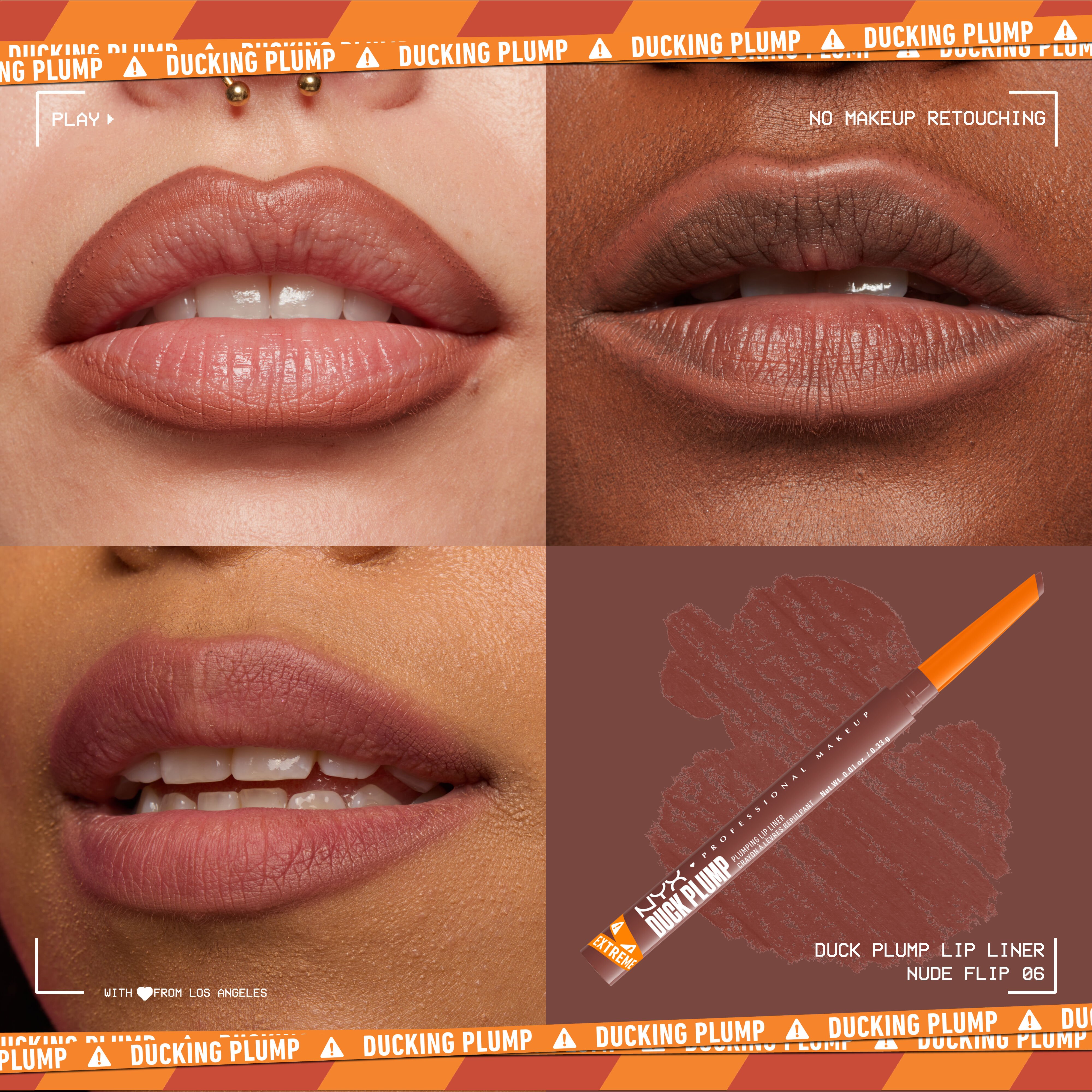 Duck Plump Plumping Lip Liner on lips of three different skin tones
