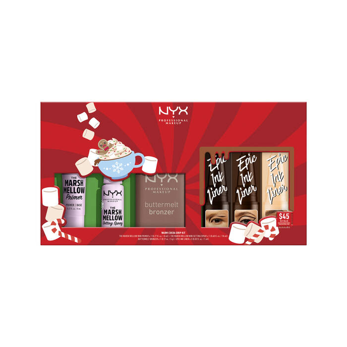 A red gift set of makeup