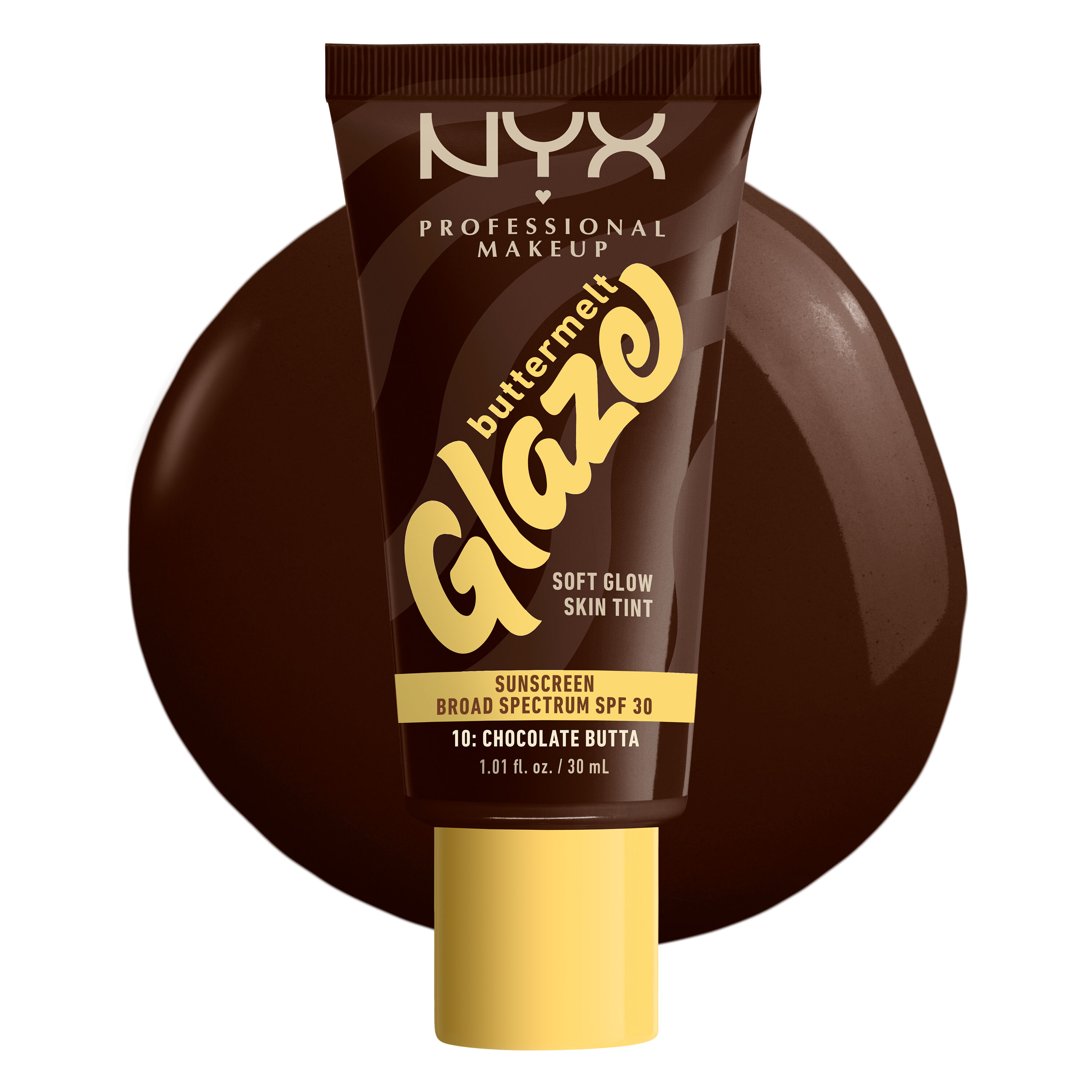 Buttermelt Glaze Skin Tint with SPF 30 with color swatch on white background