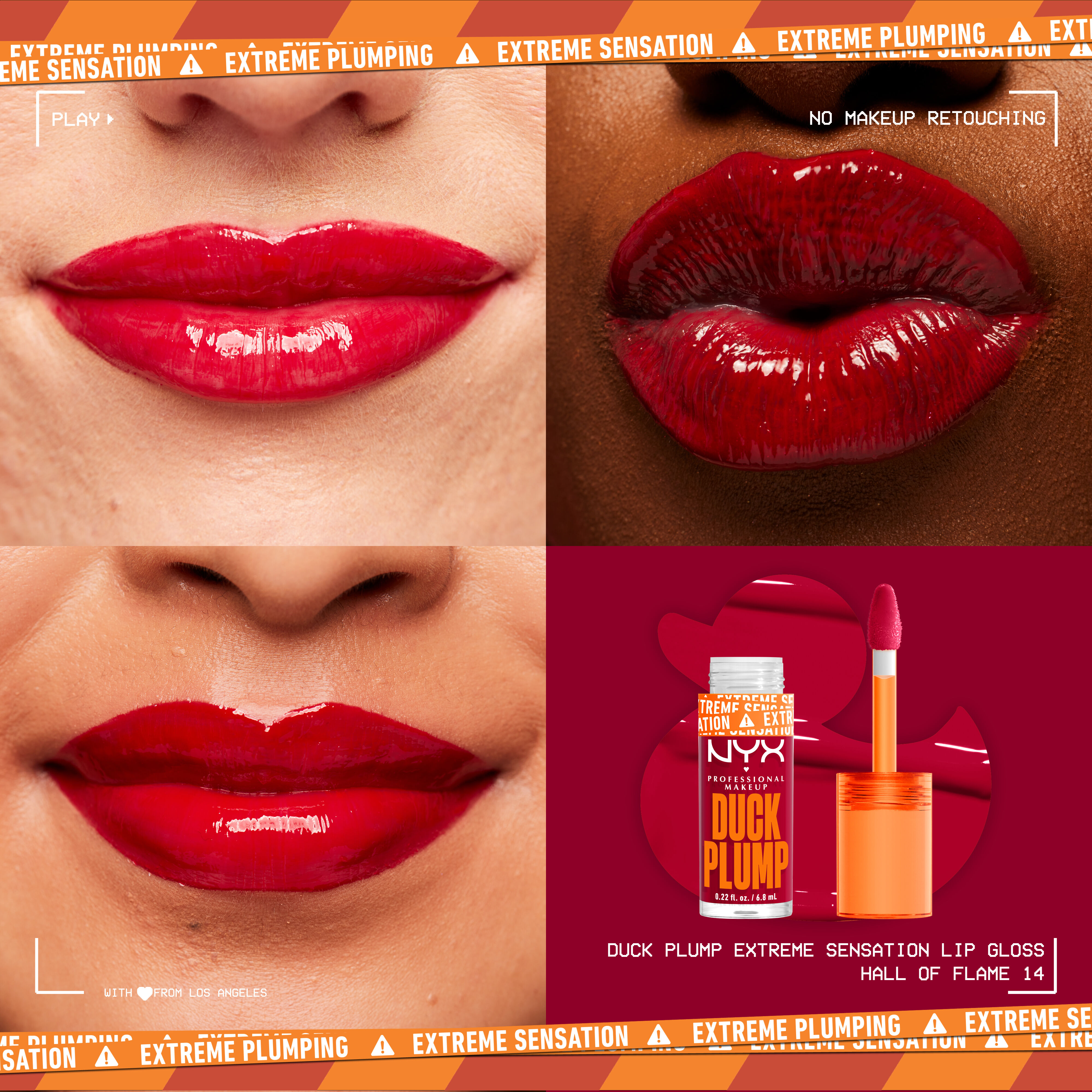 Duck Plump Lip Plumping Gloss on three different pairs of lips