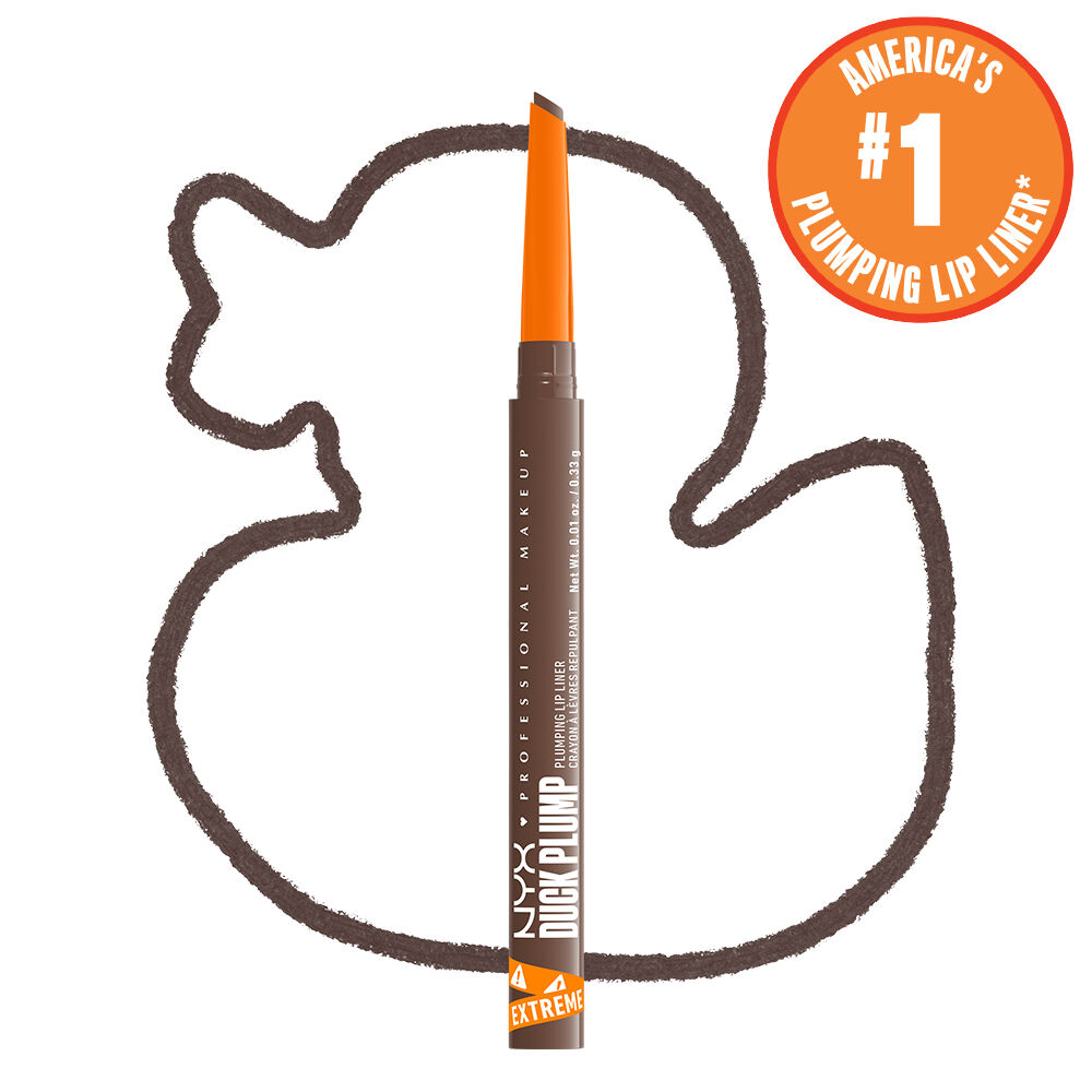 Duck Plump Plumping Lip Liner on white background with outline of cartoon duck