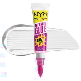NYX Professional Makeup The Brow Glue Crazy Lift product packshot on white background with clear product texture swatch