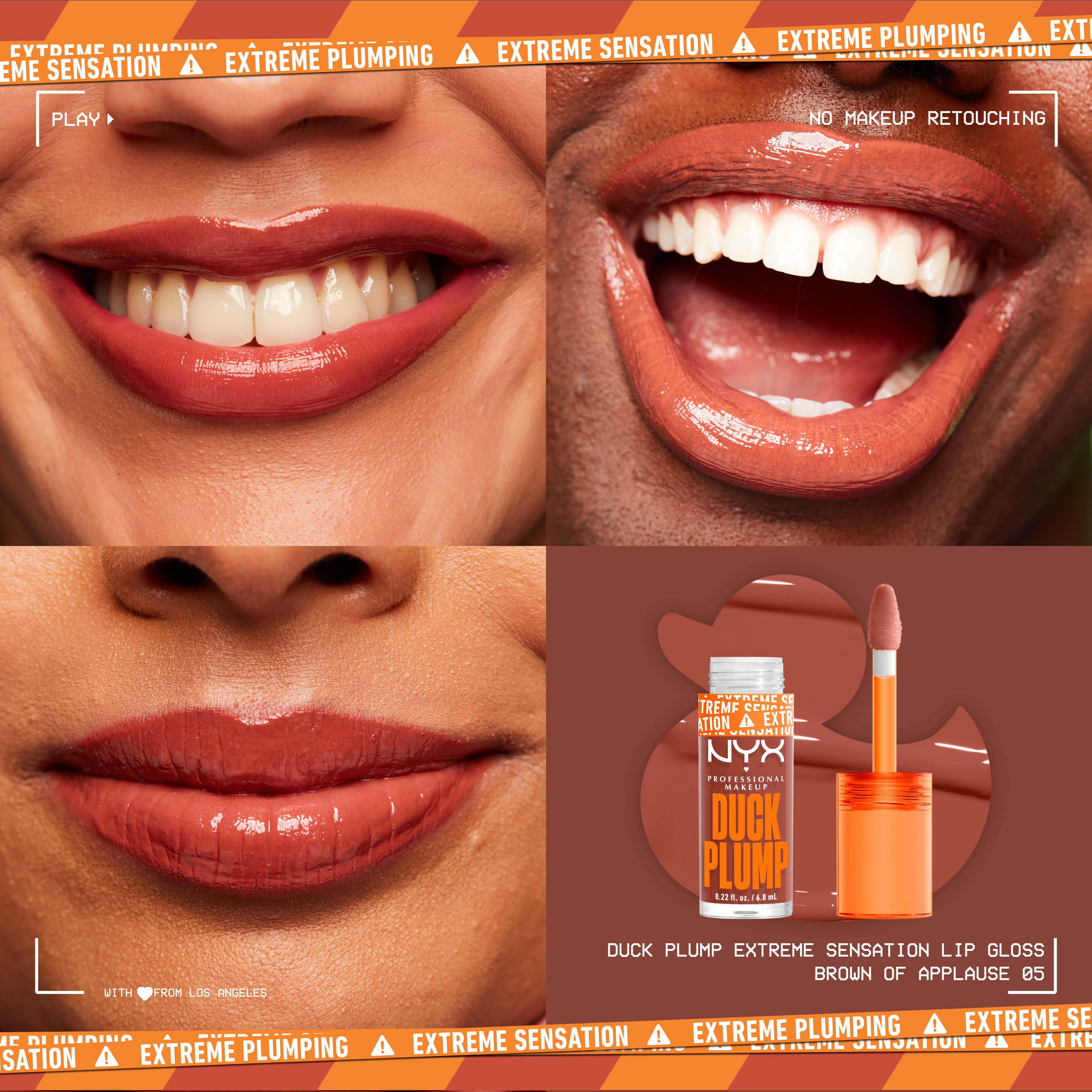 Duck Plump Lip Plumping Gloss on three different pairs of lips