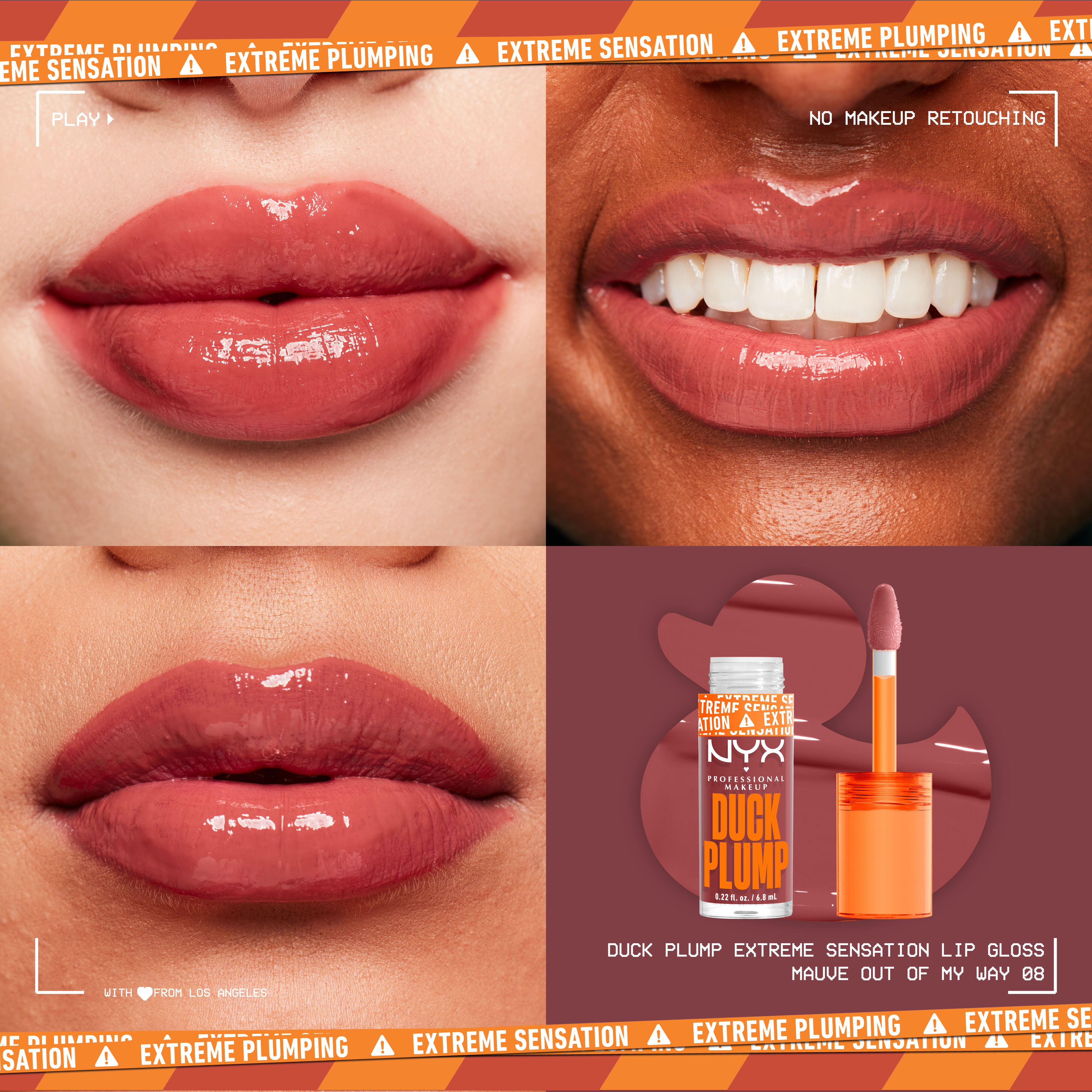 Duck Plump Lip Plumping Gloss on three different pairs of lips