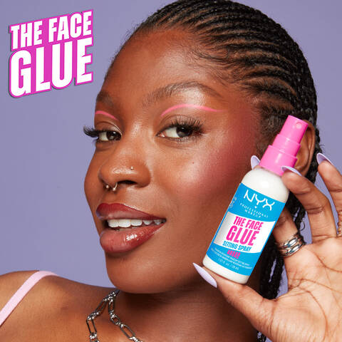 Lock your makeup in with the new NYX Professional Makeup setting spray: Face Glue Setting Spray! Our waterproof setting spray offers up to 24 hours of wear with a lightweight feel.
