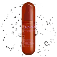 Front packshot of Caramelt Mami spray mist with droplet particles on white background.