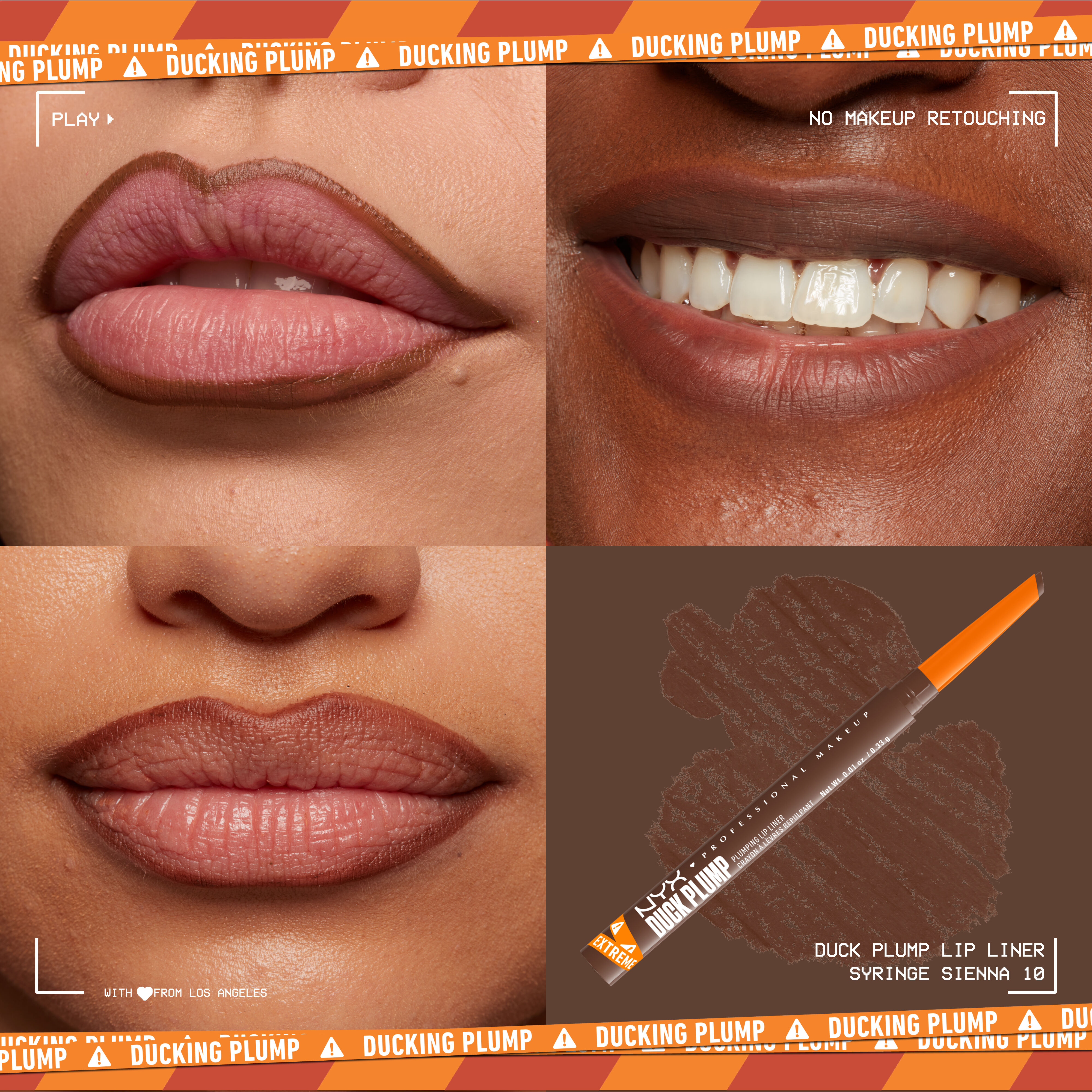 Duck Plump Plumping Lip Liner on lips of three different skin tones