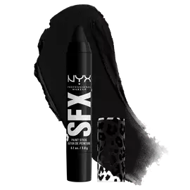 NYX Professional Makeup Party Animals SFX Face & Body Paint Stick in Night Crawler, a black paint stick shown with a black paint swatch.