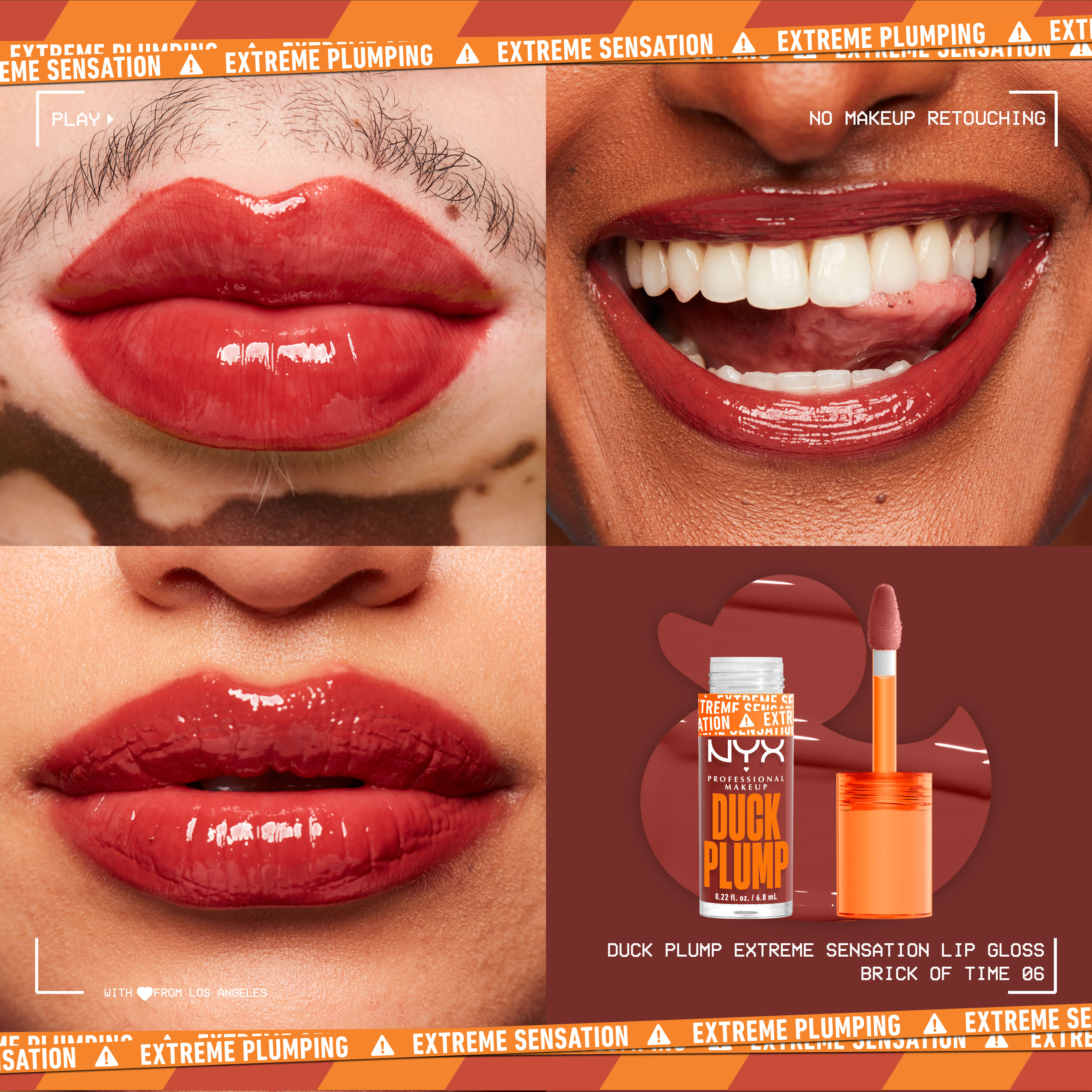 Duck Plump Lip Plumping Gloss on three different pairs of lips