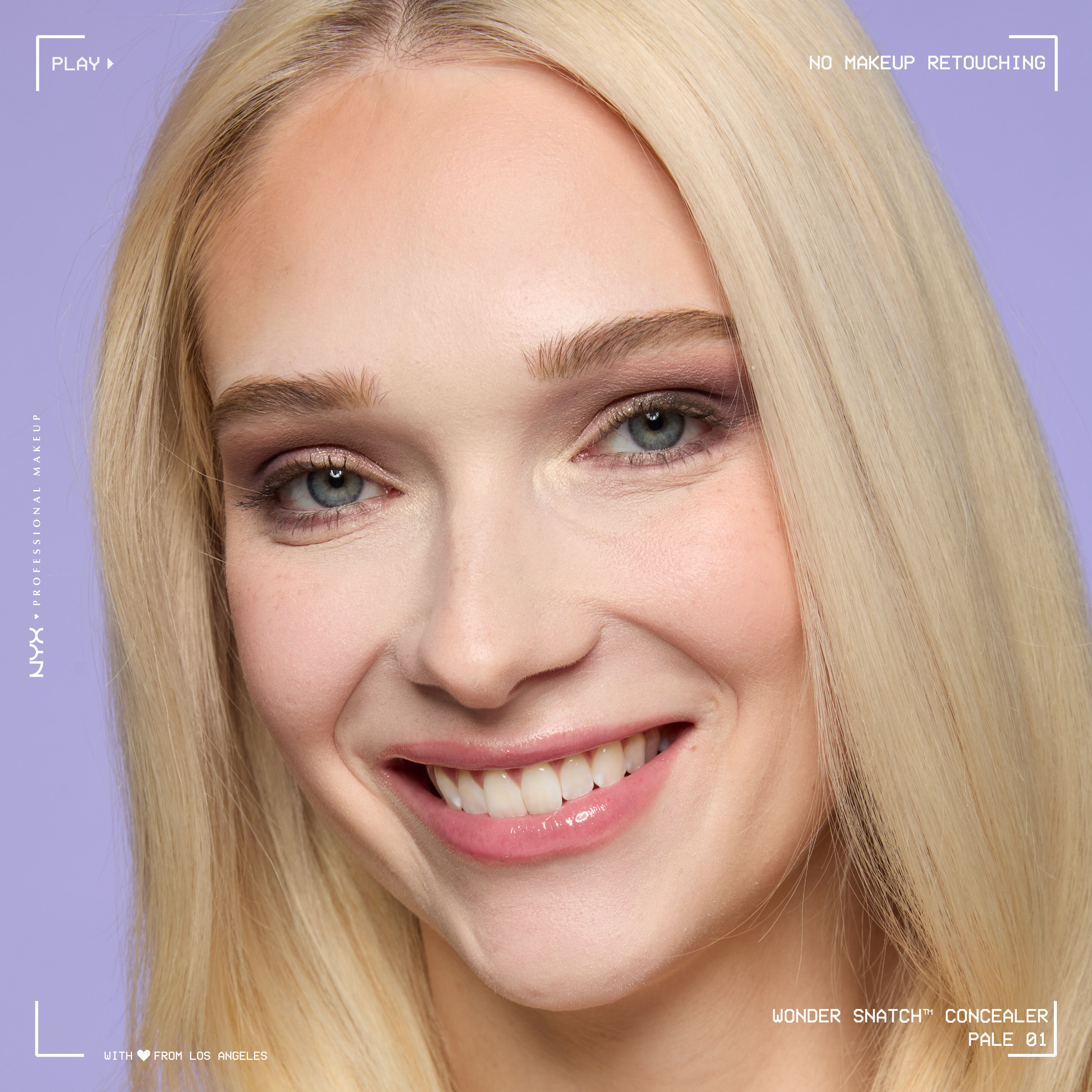 Close-up of model wearing Wonder Snatch(TM) Concealer, with brightened under-eyes, smooth-looking skin, and a natural finish.