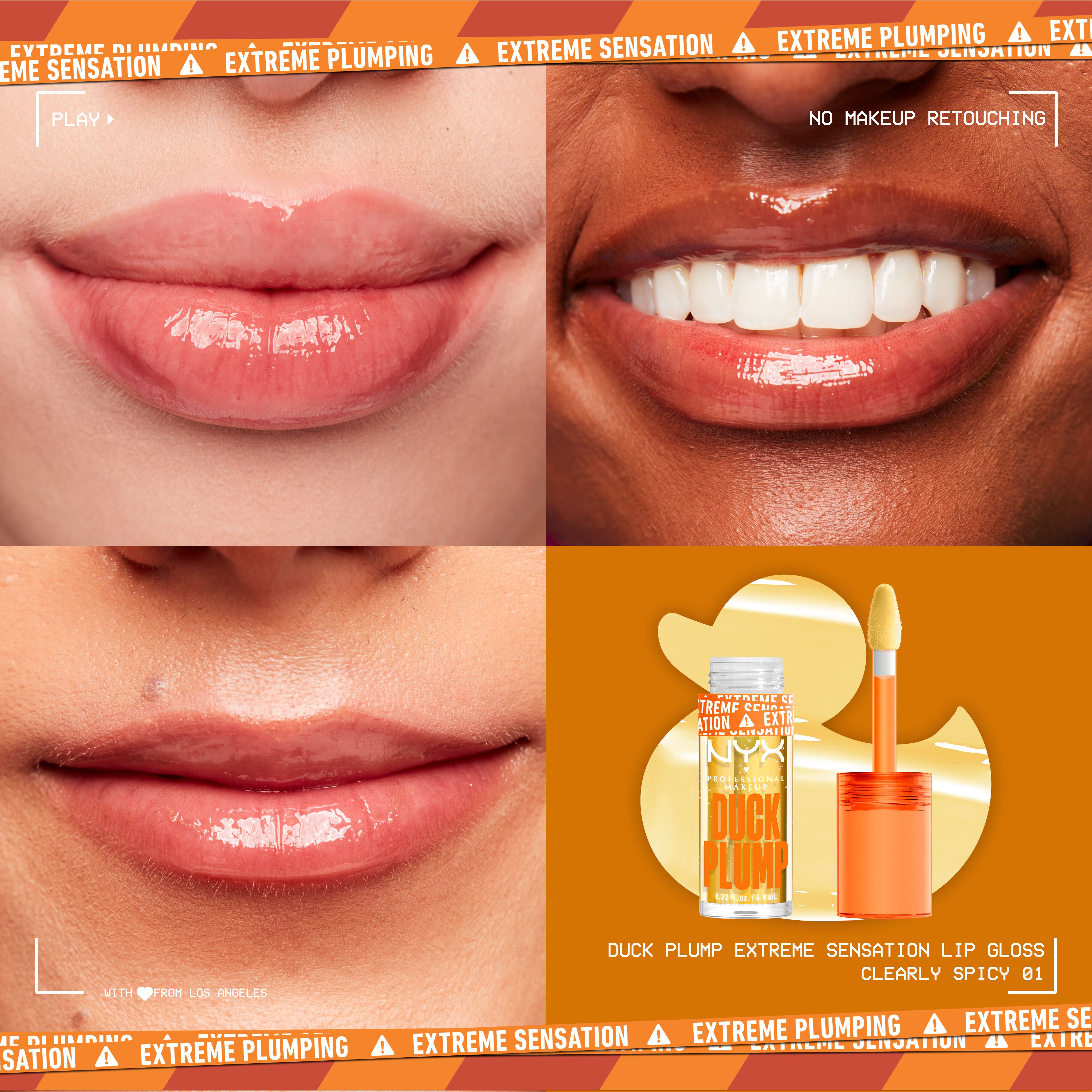 Duck Plump Lip Plumping Gloss on three different pairs of lips