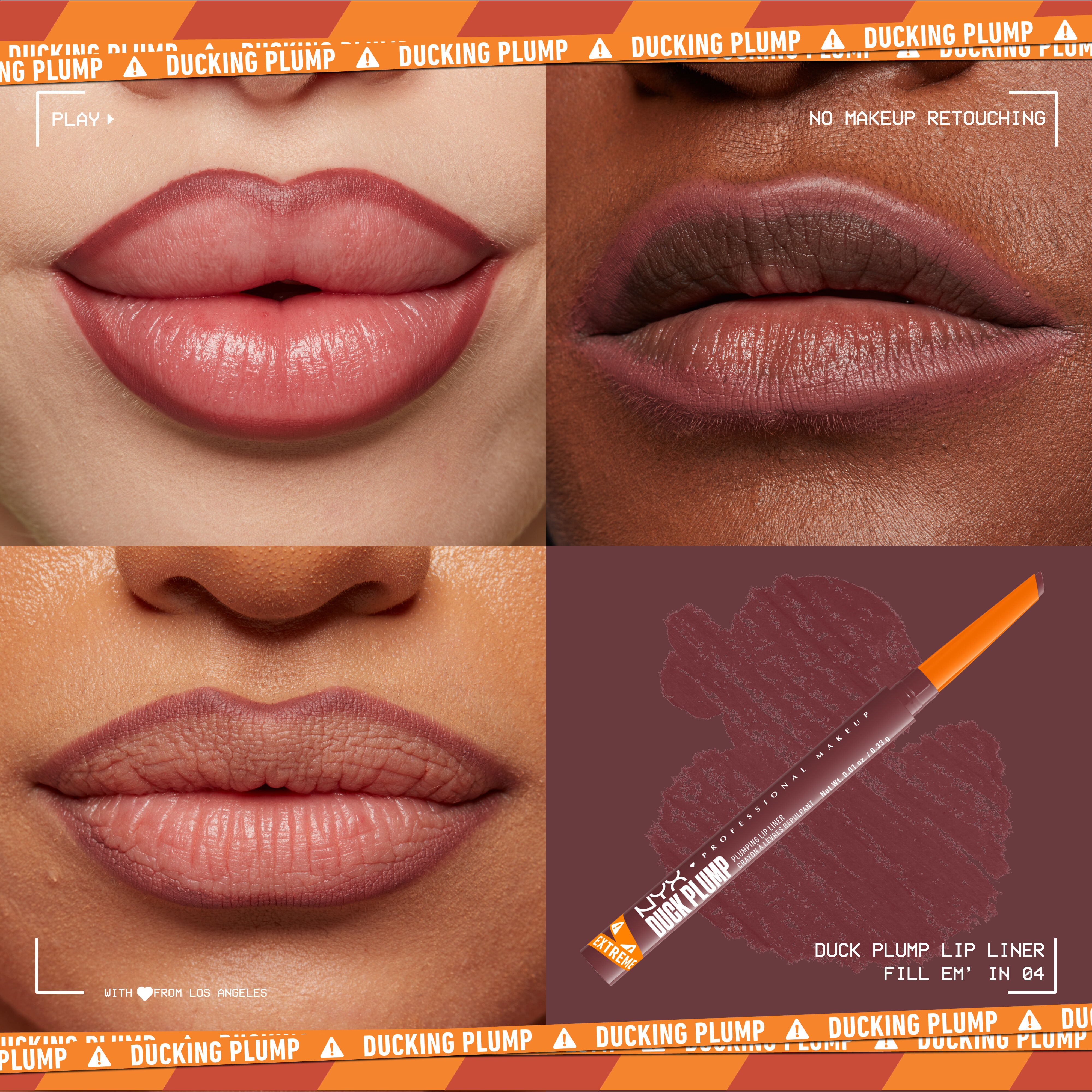 Duck Plump Plumping Lip Liner on lips of three different skin tones