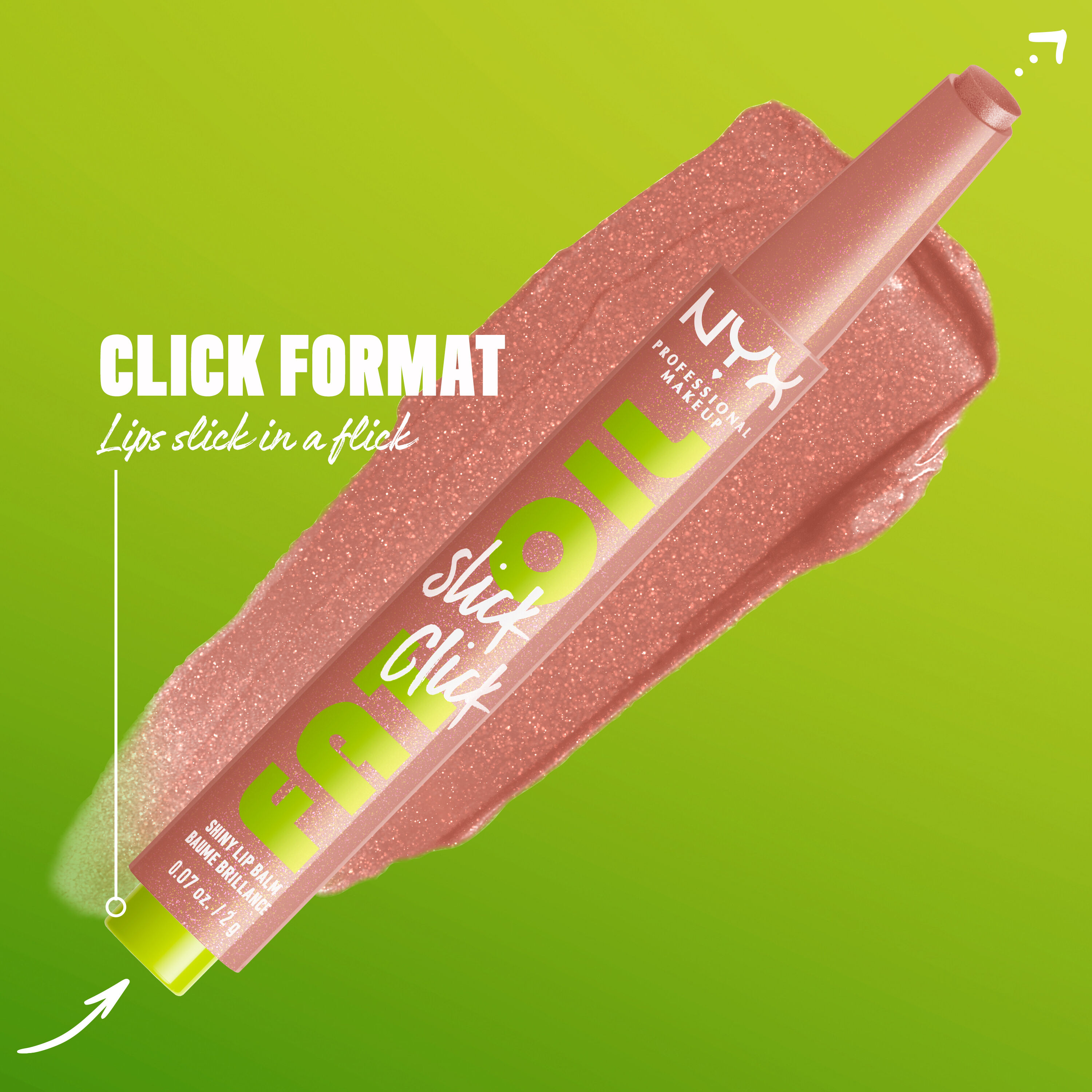 Fat Oil Slick Click in shade Group Chat. Click Format. Lip slick in a flick.
