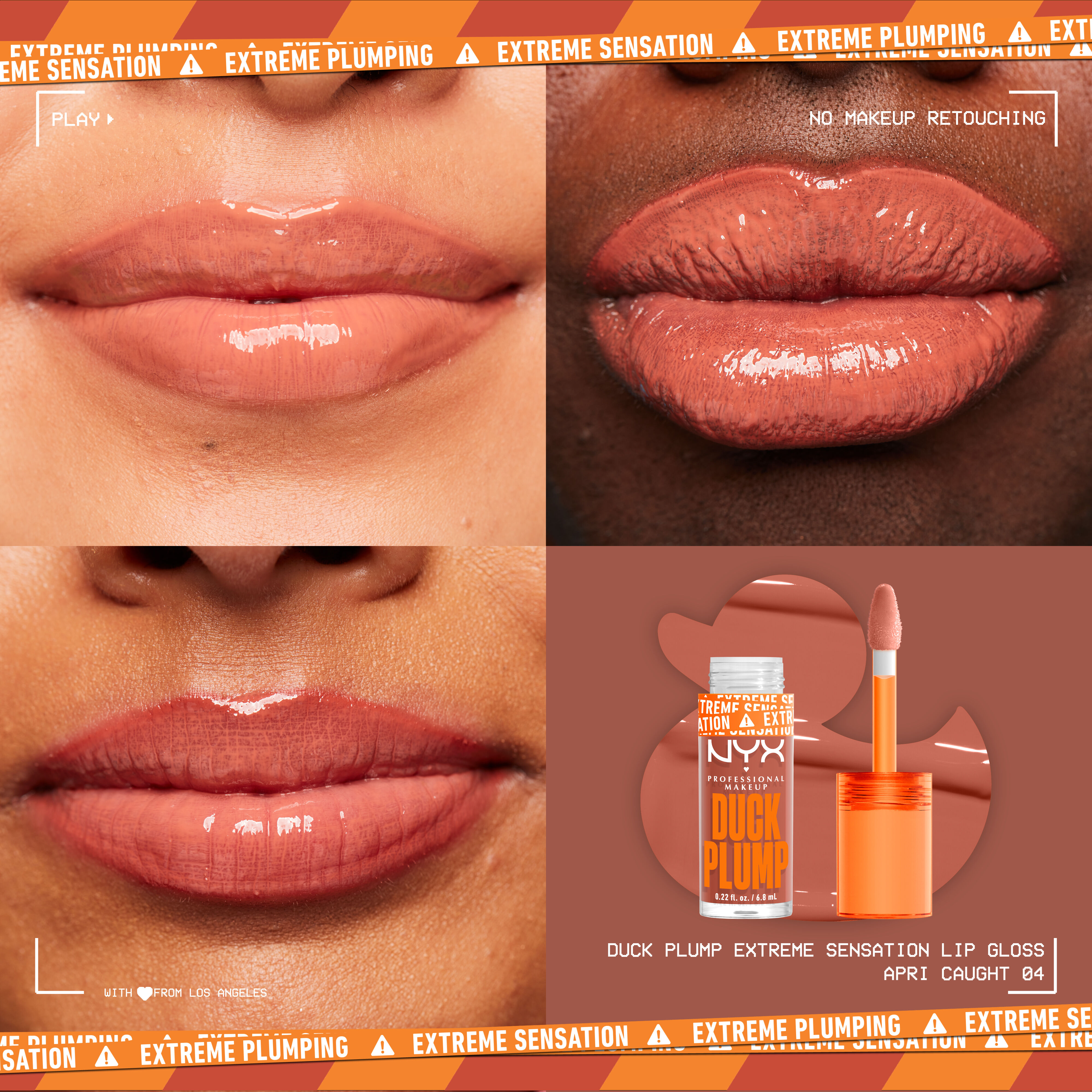 Duck Plump Lip Plumping Gloss on three different pairs of lips