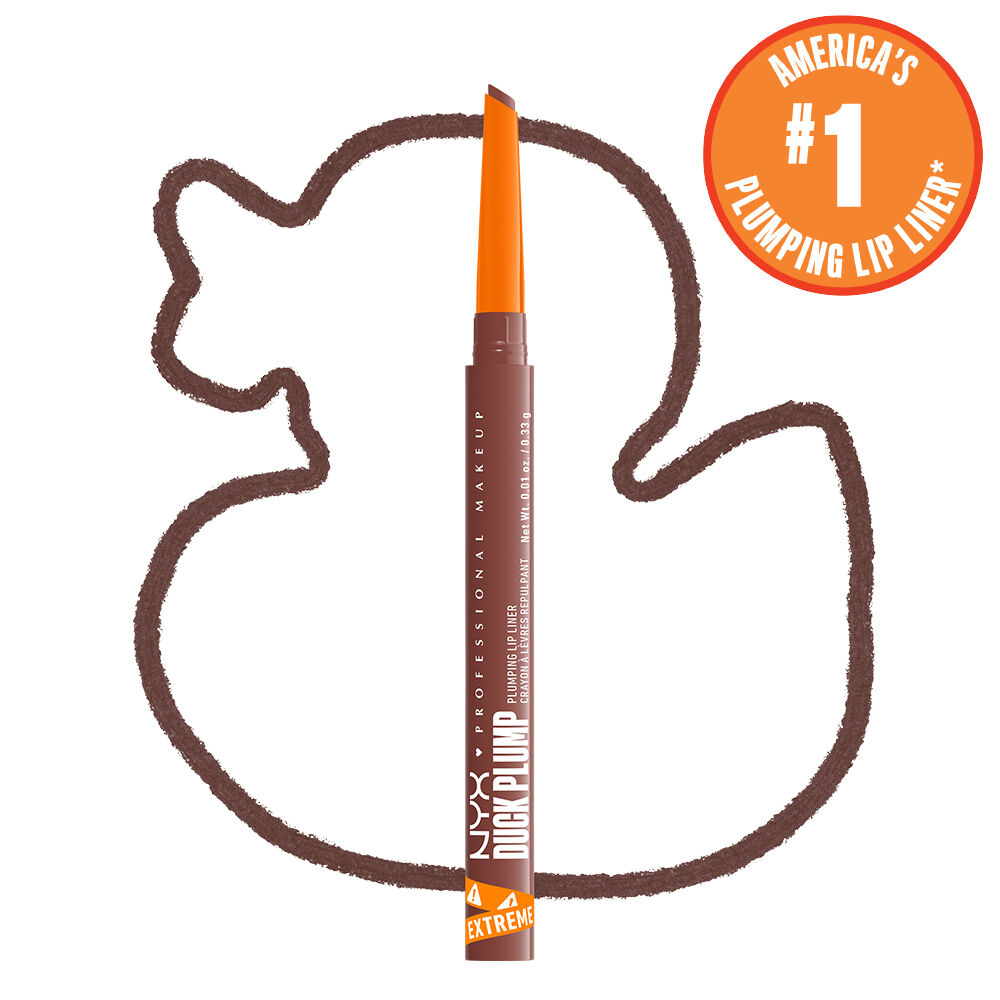 Duck Plump Plumping Lip Liner on white background with outline of cartoon duck