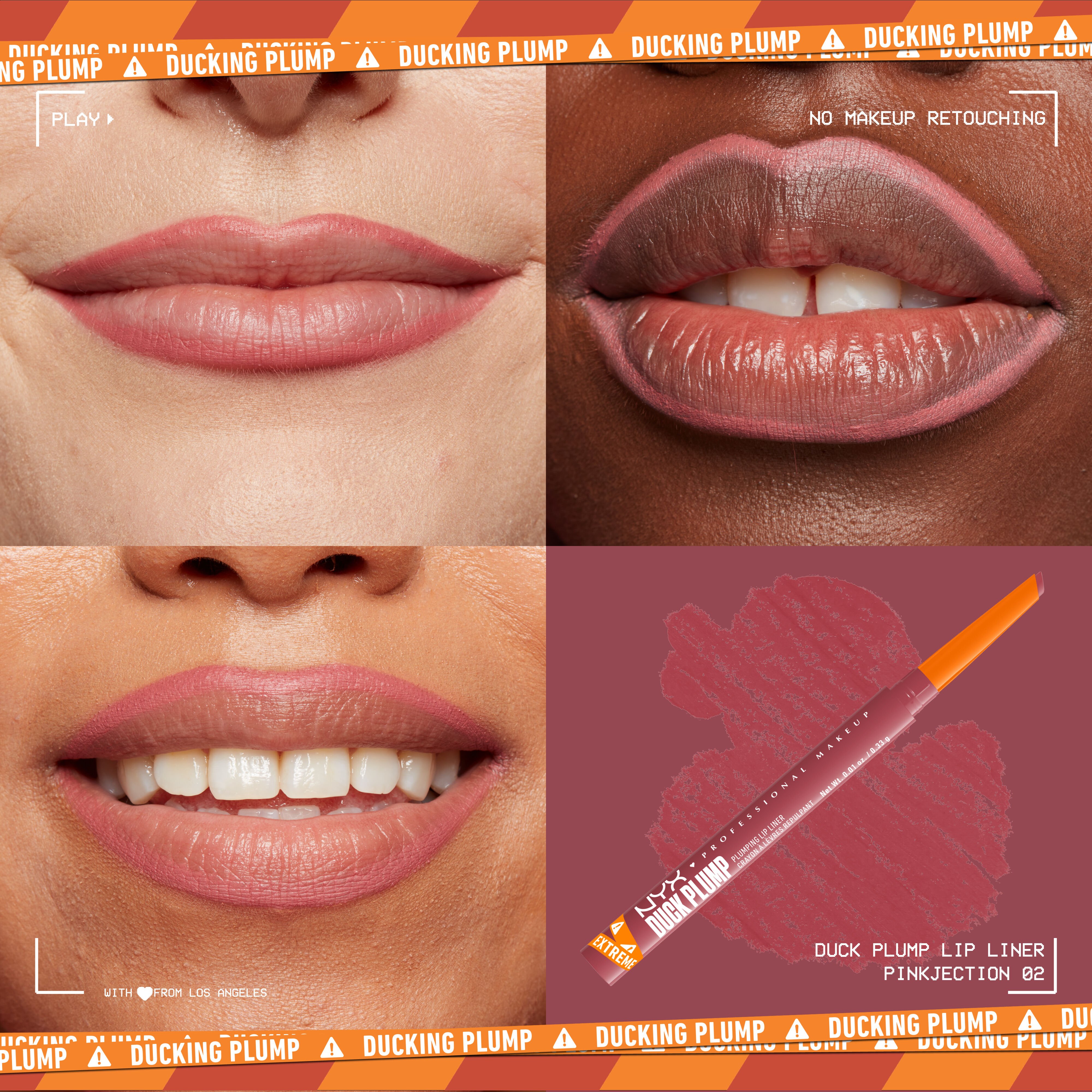 Duck Plump Plumping Lip Liner on lips of three different skin tones