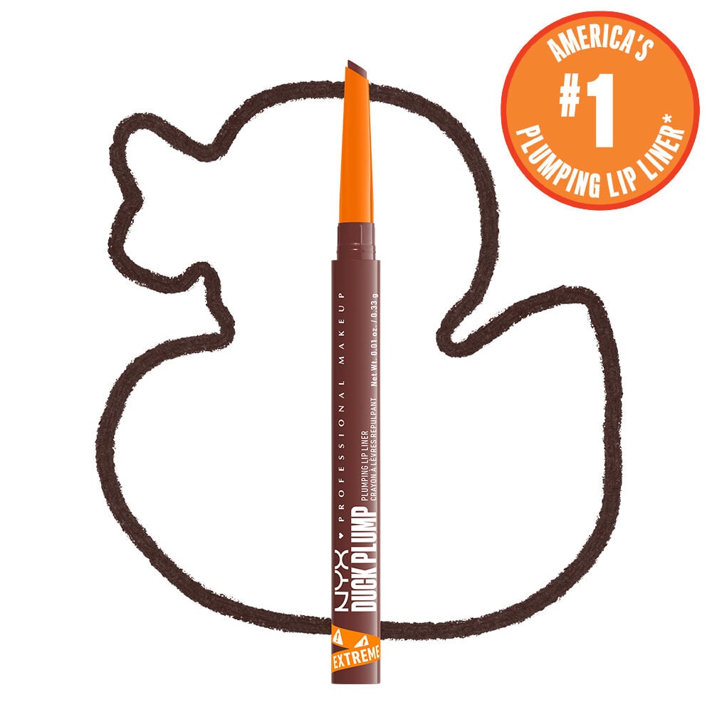Duck Plump Plumping Lip Liner on white background with outline of cartoon duck