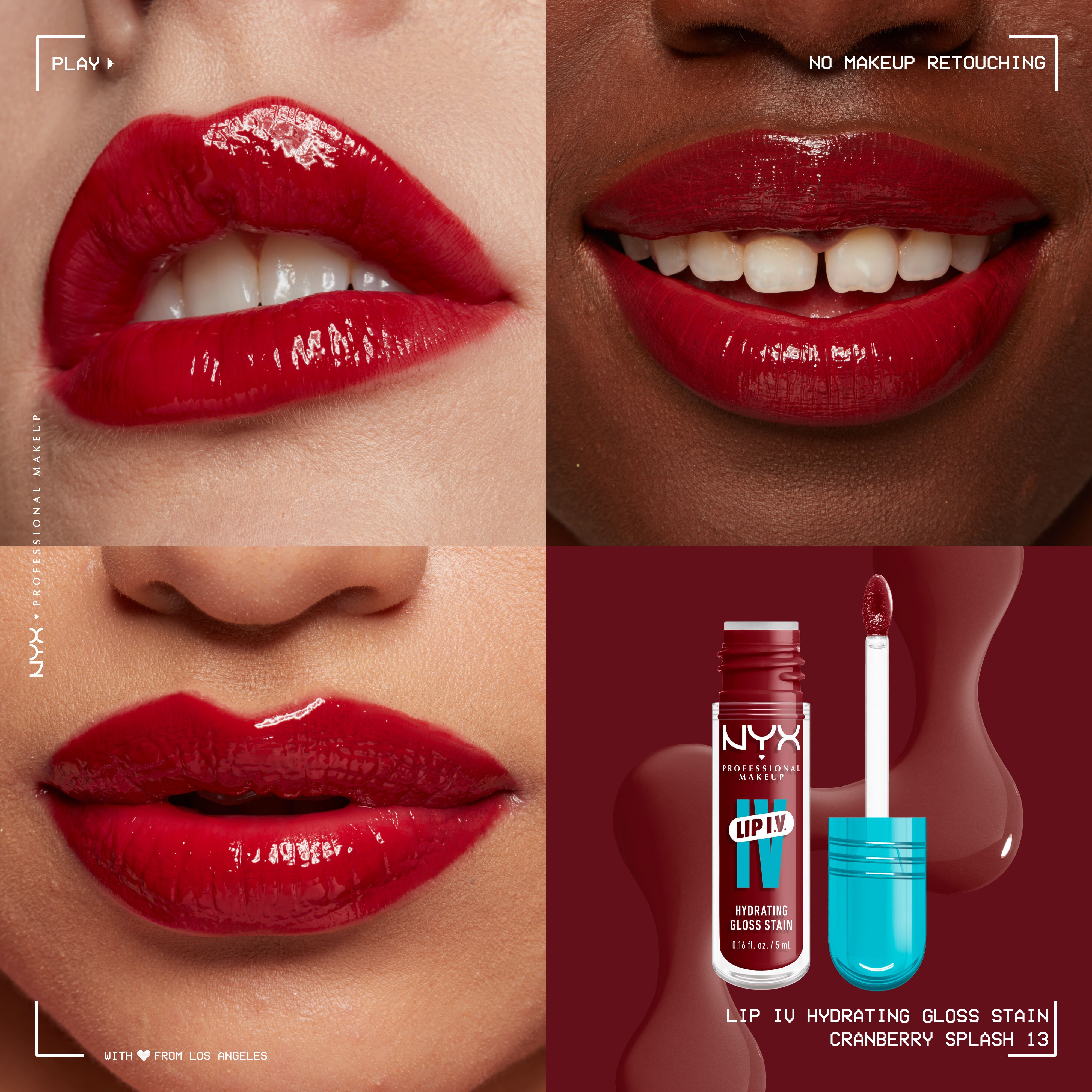 Lip I.V. Hydrating Lip Stain Gloss on three different skin tones