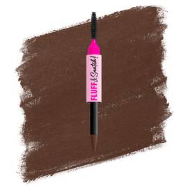 NYX Fluff and Snatch Brow Powder Pen with product pack shot and swatch on a white background in shade 06 Brunette