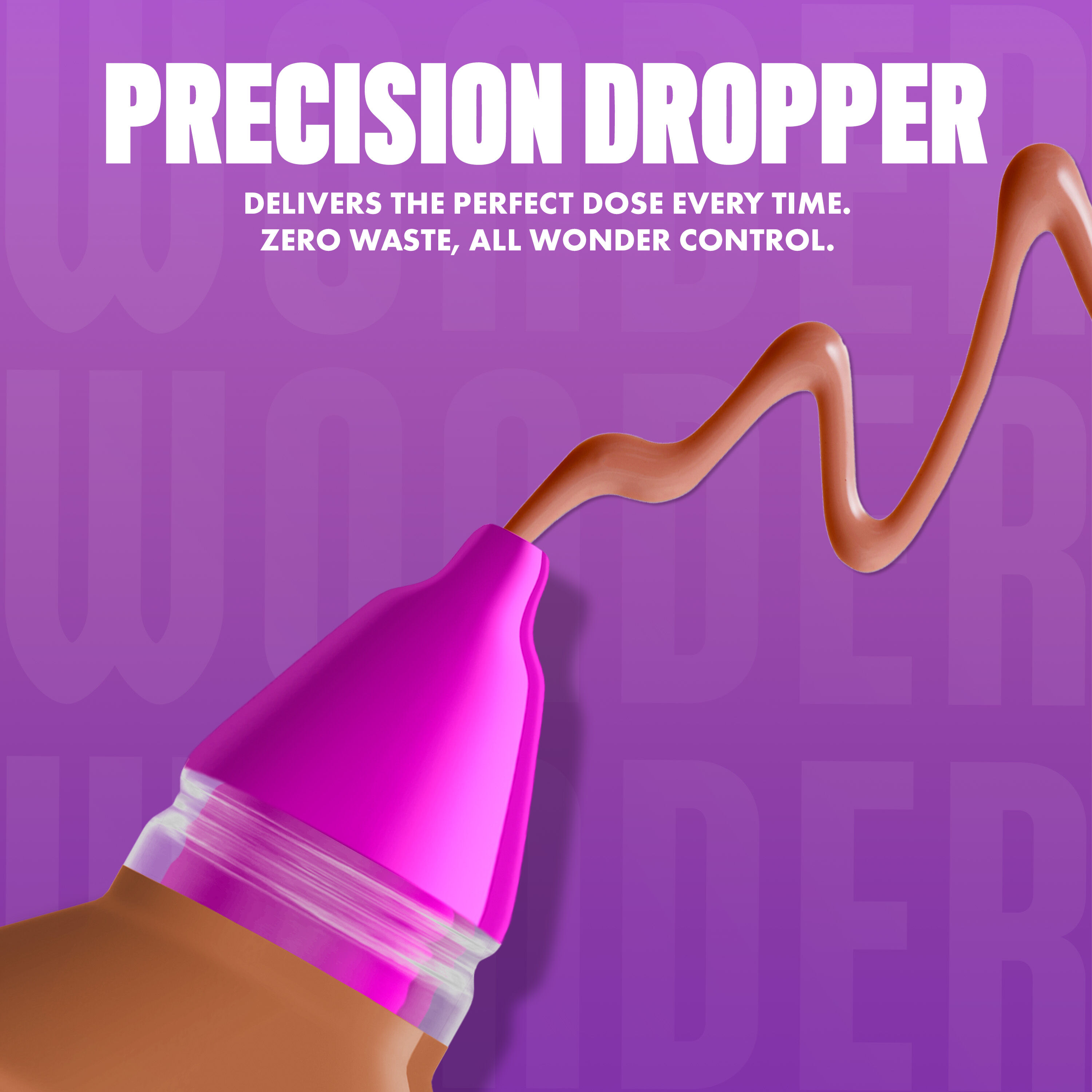 NYX Make ’Em Wonder Foundation in shade 31 Maple releasing a smooth, rich maple brown foundation with text overlay “Precision Dropper.”